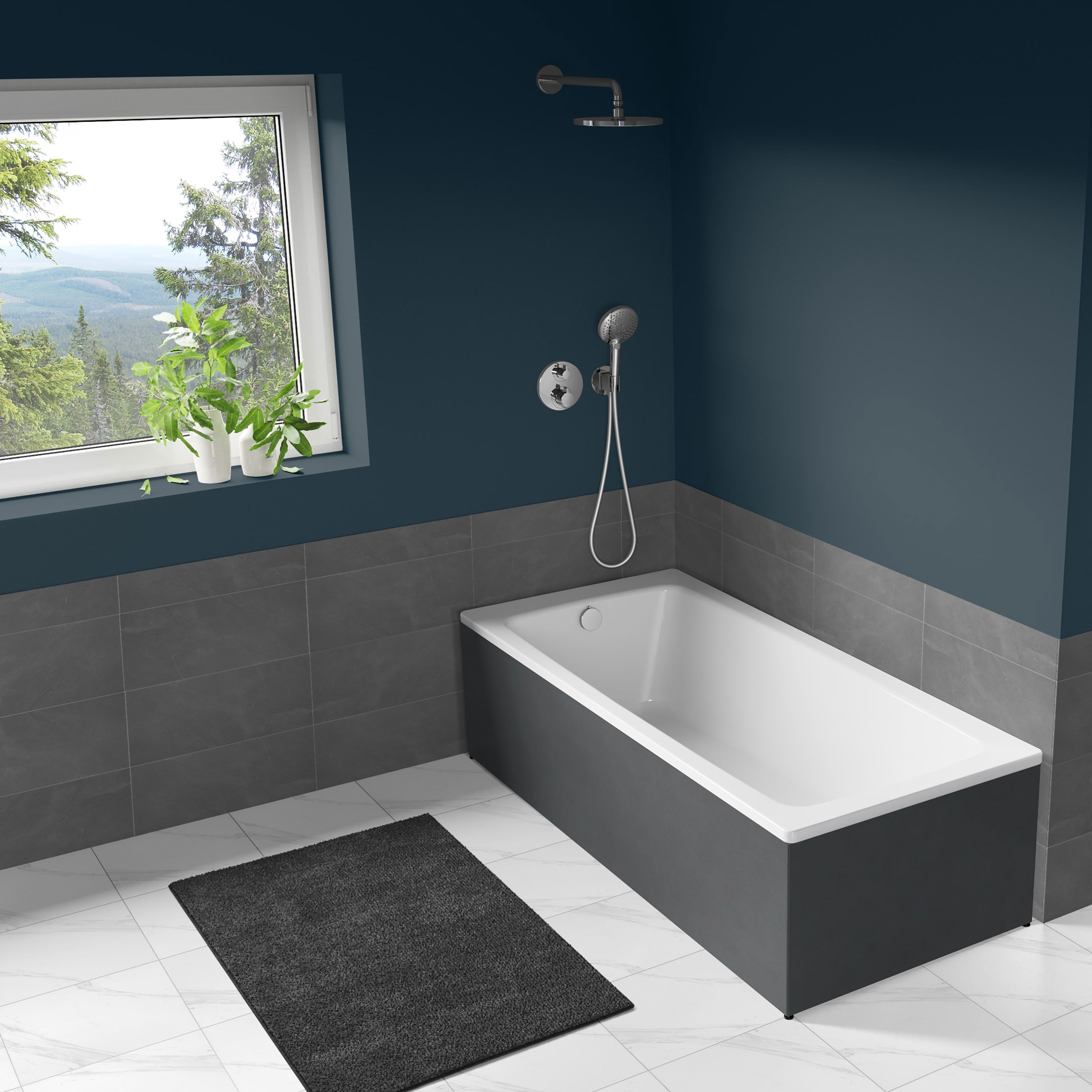 Badkar Langenfeld Cayono 1700 mm, Negro Tebas - Installation/montering finns att köpa till