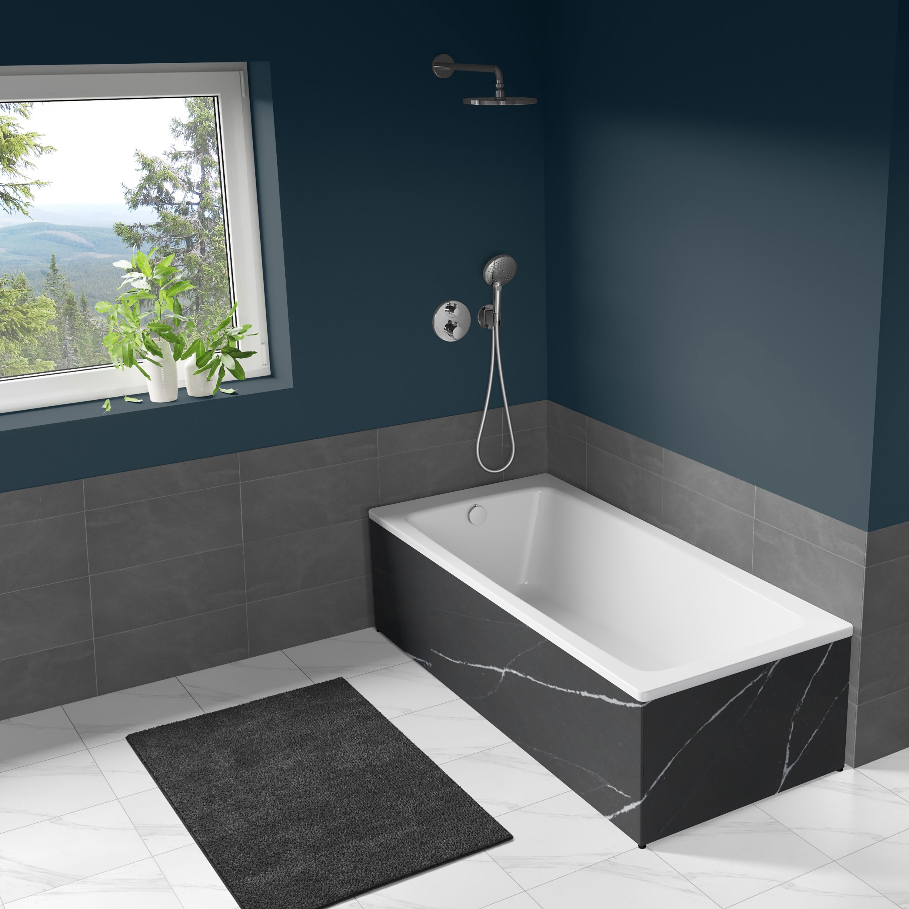 Badkar Langenfeld Cayono 1800 mm, Eternal Marquina - Installation/montering finns att köpa till