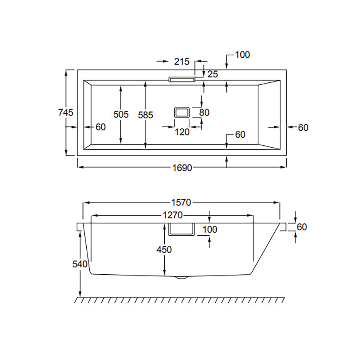 Badkar Strømberg Celsius 1700 mm