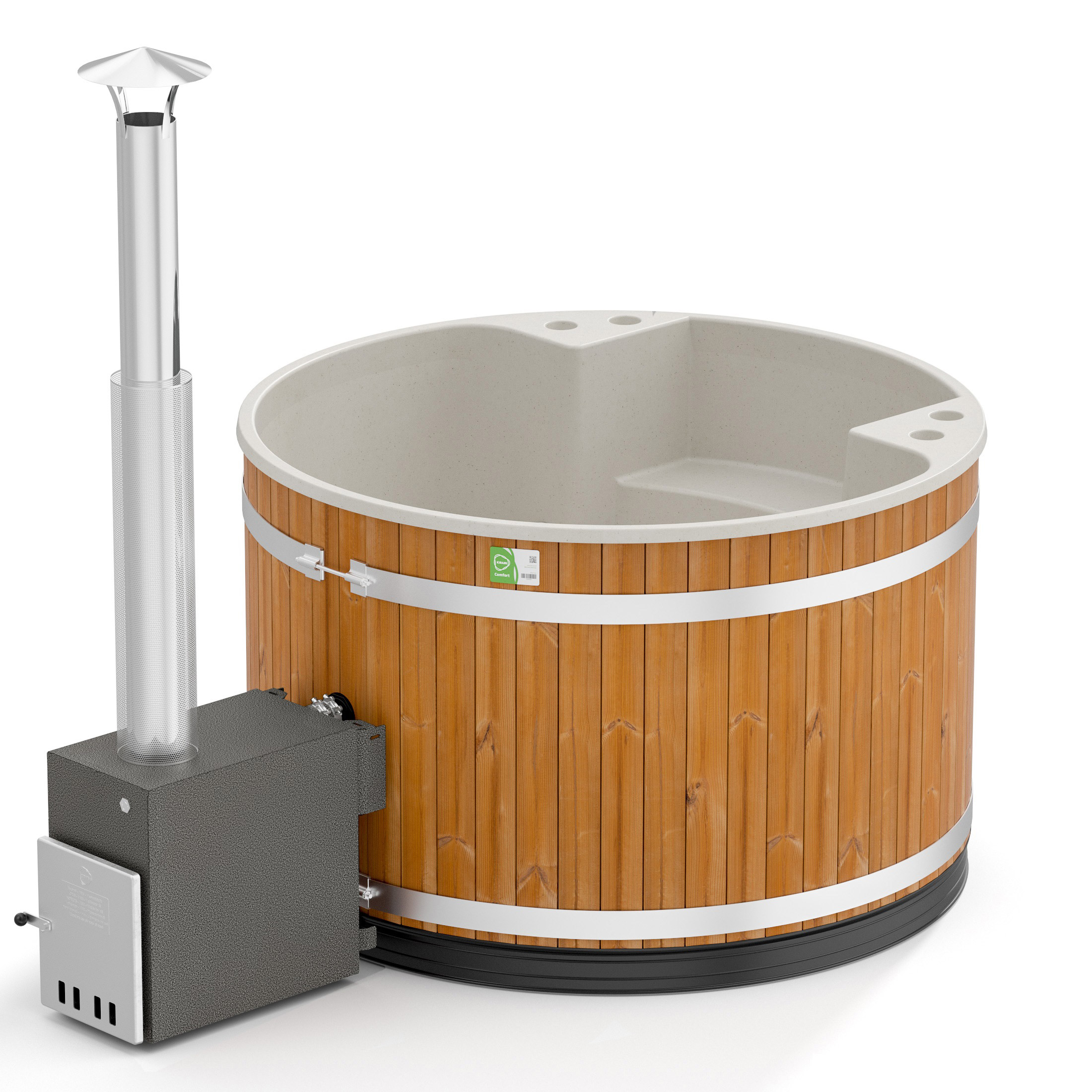 Badtunna Kirami Family M CULT Färg ram: SoftBeige, Färg kar: Thermowood