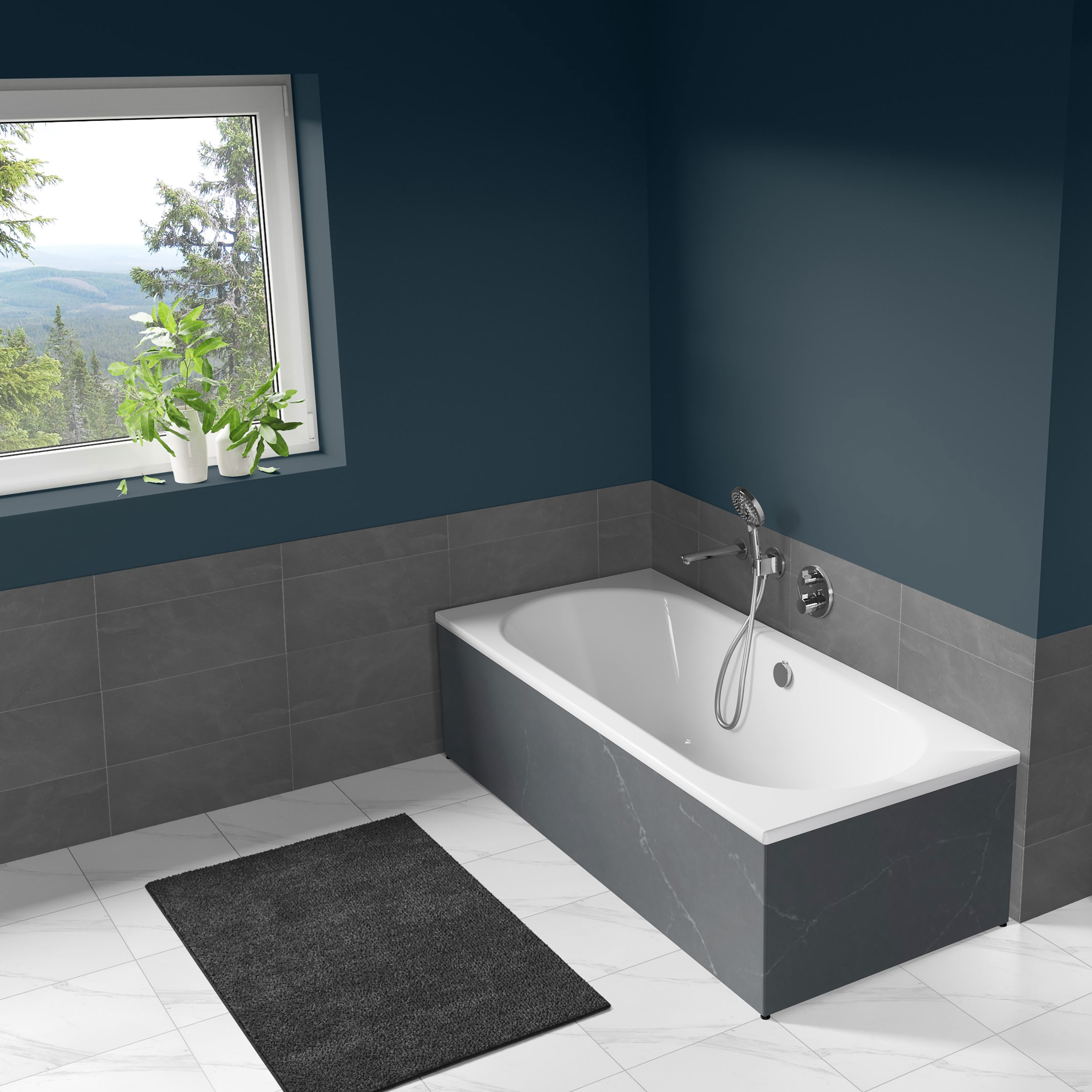 Badkar Langenfeld Classic Duo 1800x750 mm, Charcoal Soapstone - Installation/montering finns att köpa till