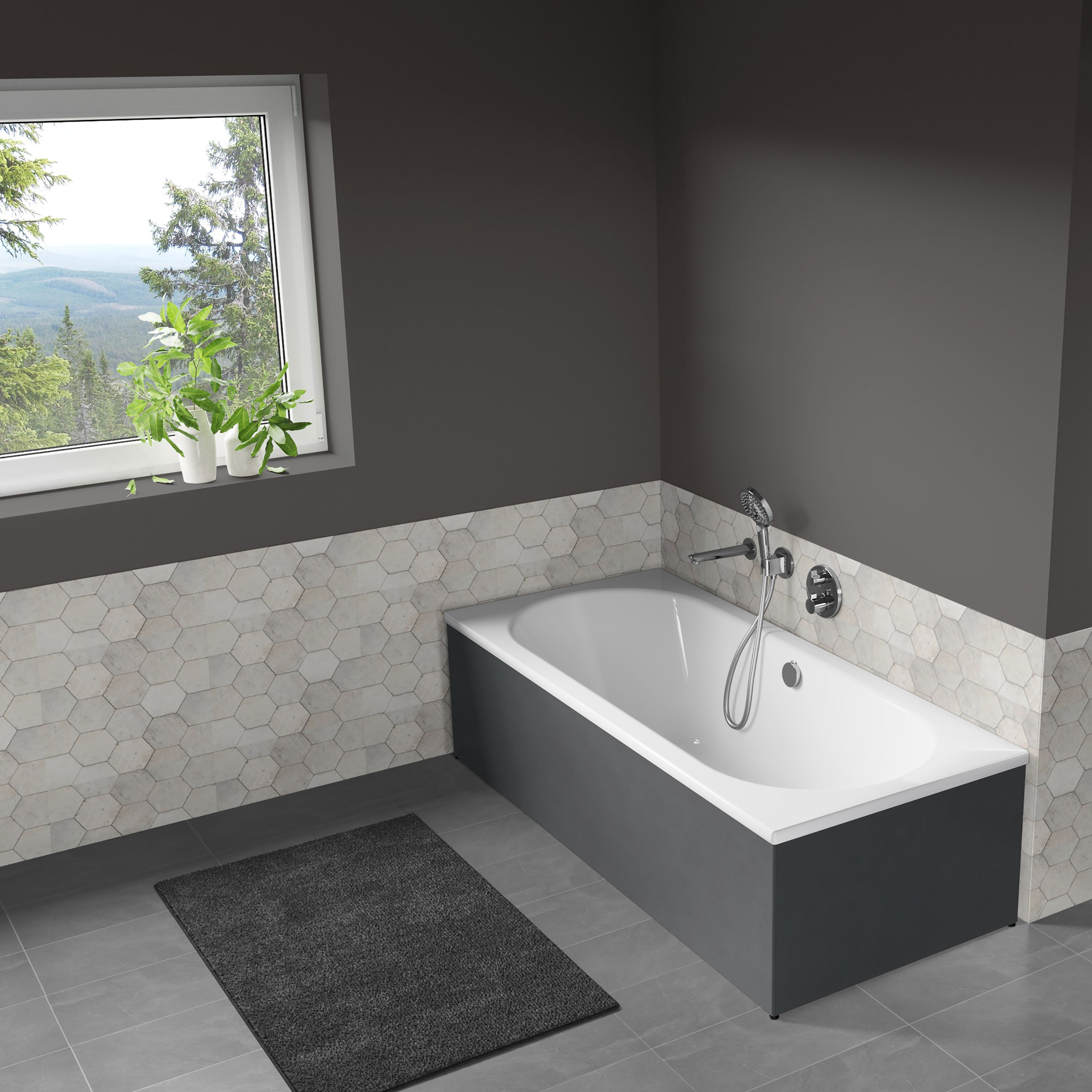 Badkar Langenfeld Classic Duo 1700x700 mm, Negro Tebas - Installation/montering finns att köpa till