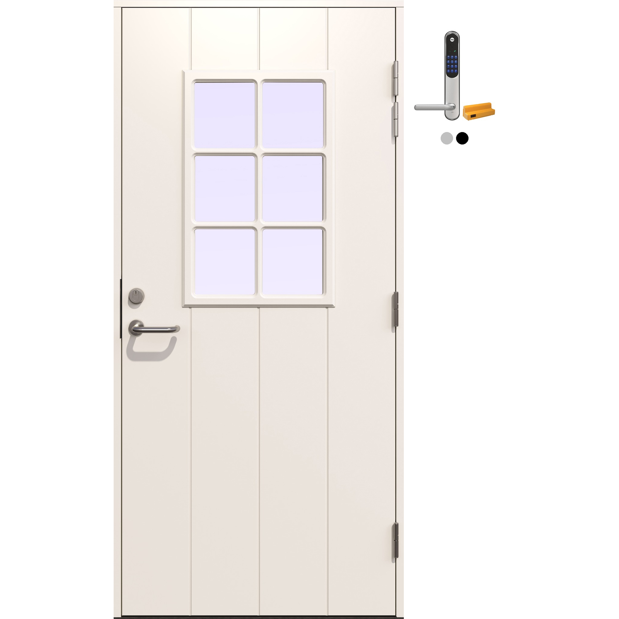 Ytterdør Gilje Lund Katedralglass med Yale Doorman Classic Home