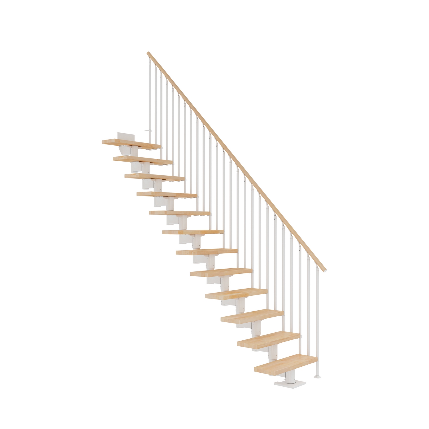 Plassbesparende Trapp Dolle Cork Bøk Rett Classic III Hvit, L: 2560 mm, Maks Takhøyde: 2590-3150, Antall Trinn: 13 stk