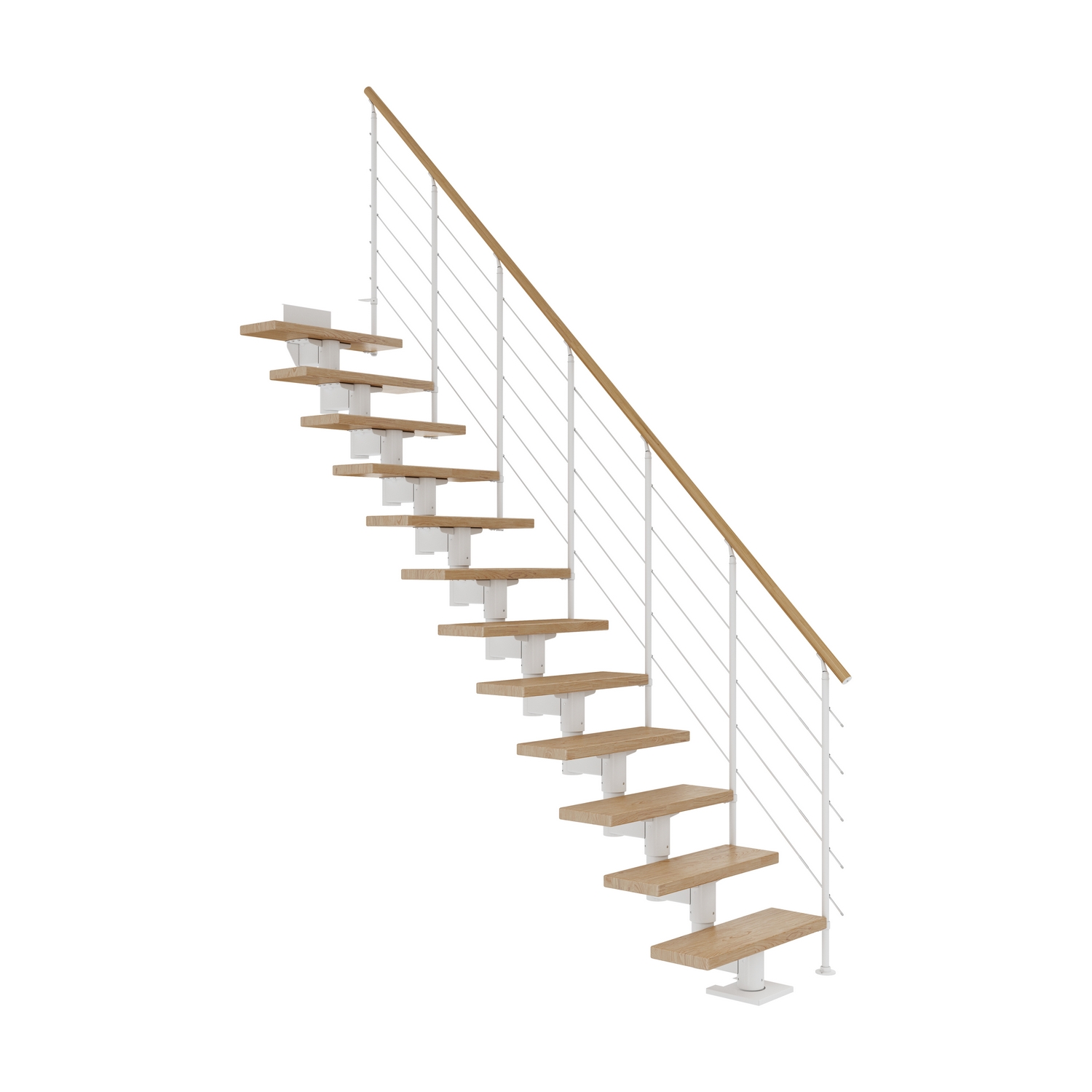 Plassbesparende Trapp Dolle Cork Eik Rett Style6 Hvit, L: 2560 mm, Maks Takhøyde: 2590-3150, Antall Trinn: 13 stk