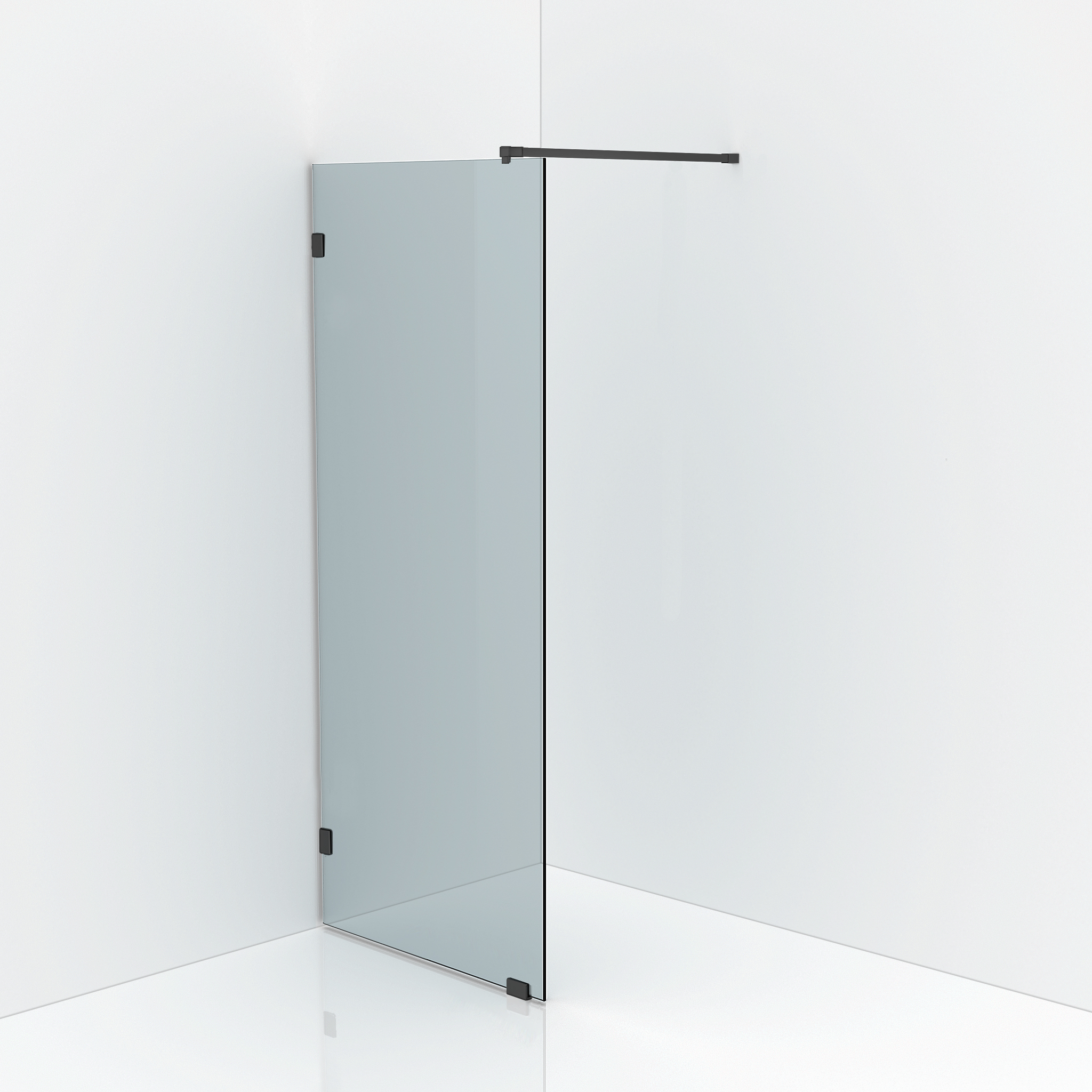 Duschvägg Combac Designa Idé 9 Bredd: 900 mm, Klarglas med klämfästen och stag i mattsvart - Installation/montering finns att köpa till