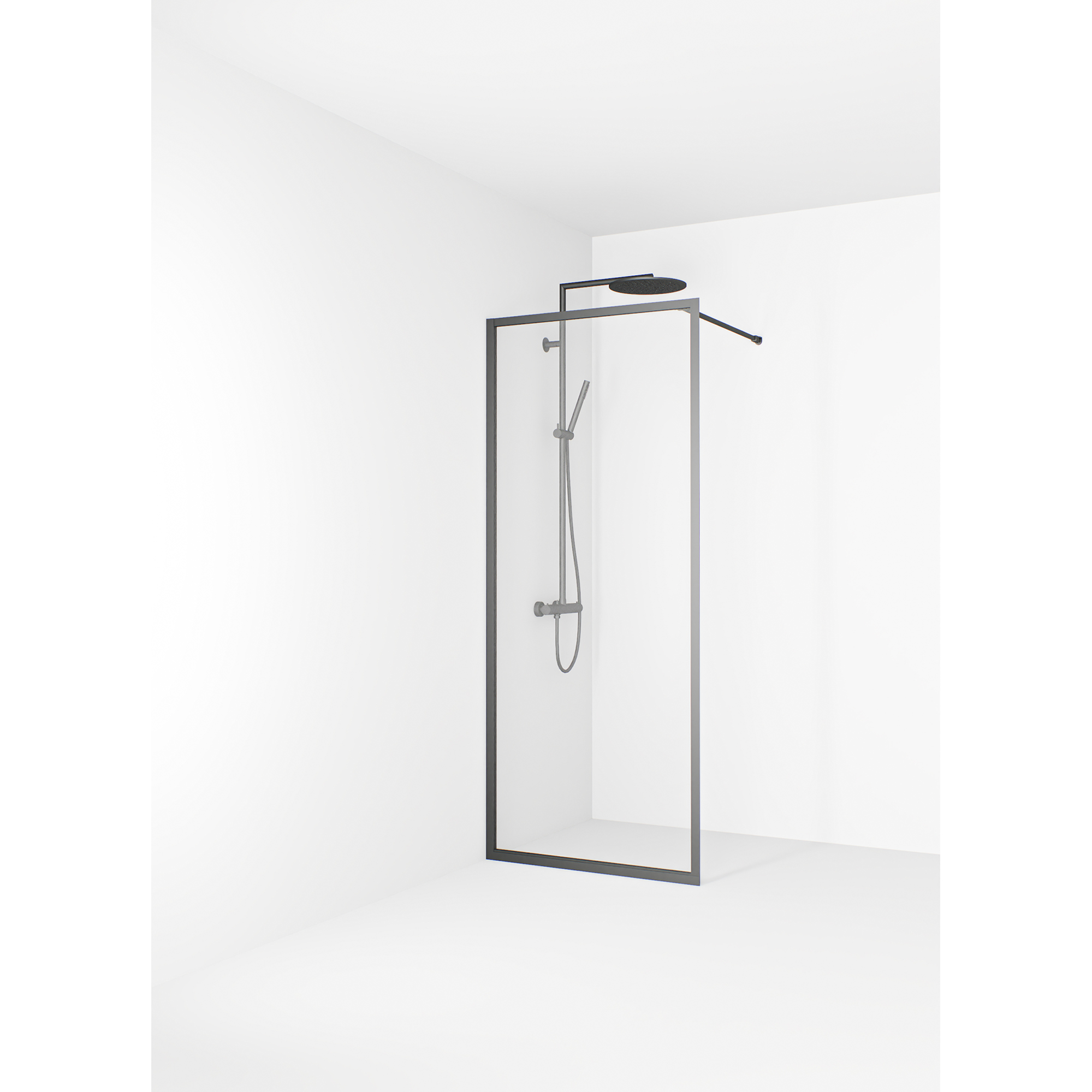 Dusjvegg Macro Design Empire Svart Klart Glass