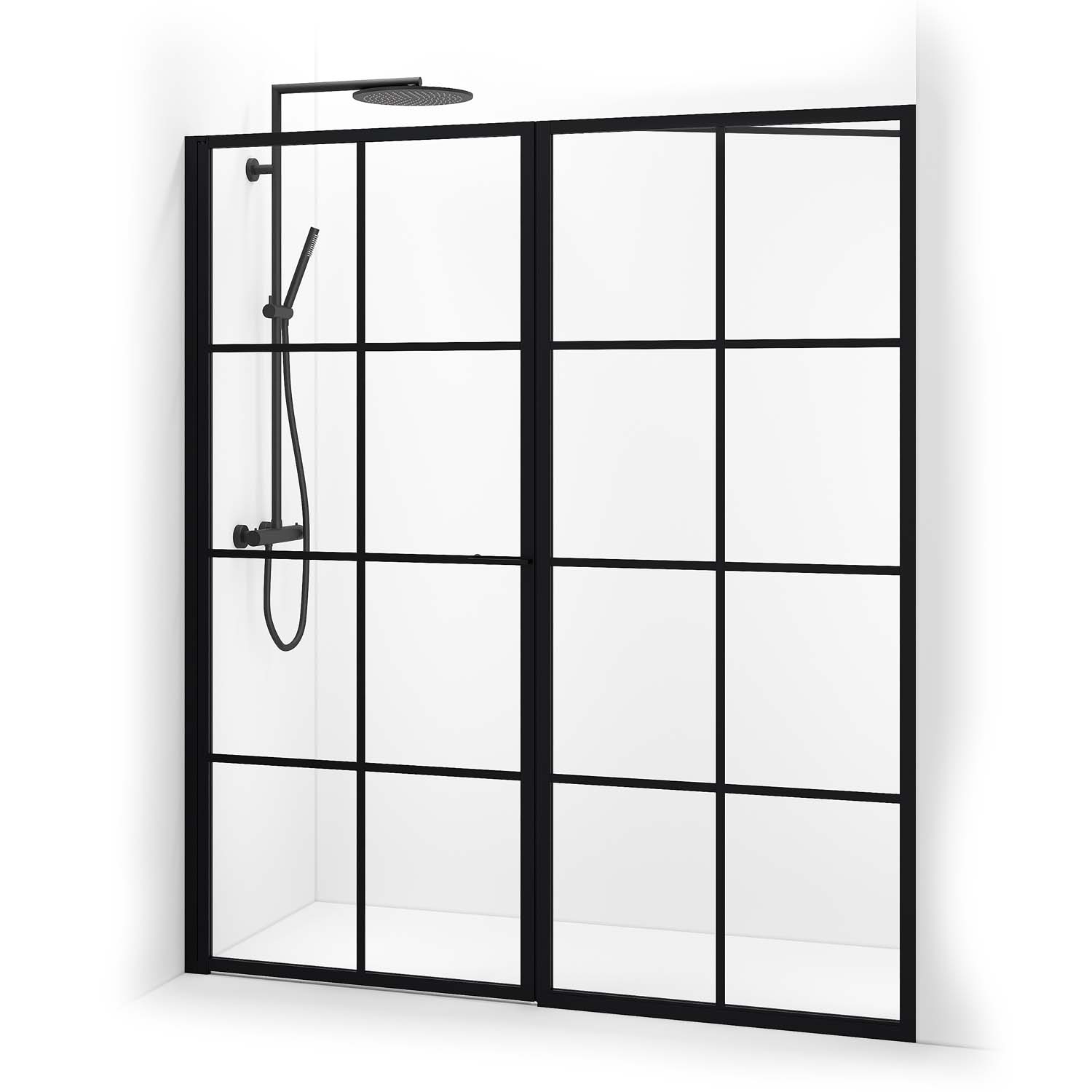 Duschdörr Macro Design Empire Swing Nisch med Spröjs 1250x880 mm, Mattsvart