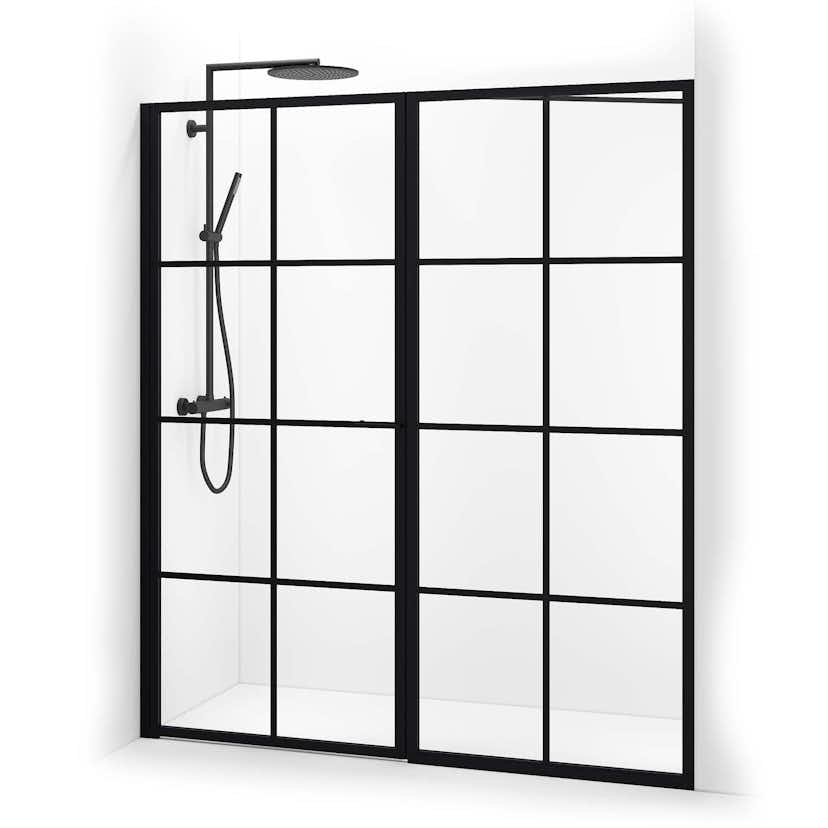 Duschdörr Macro Design Empire Swing Nisch med Spröjs 1250x880 mm, Mattsvart