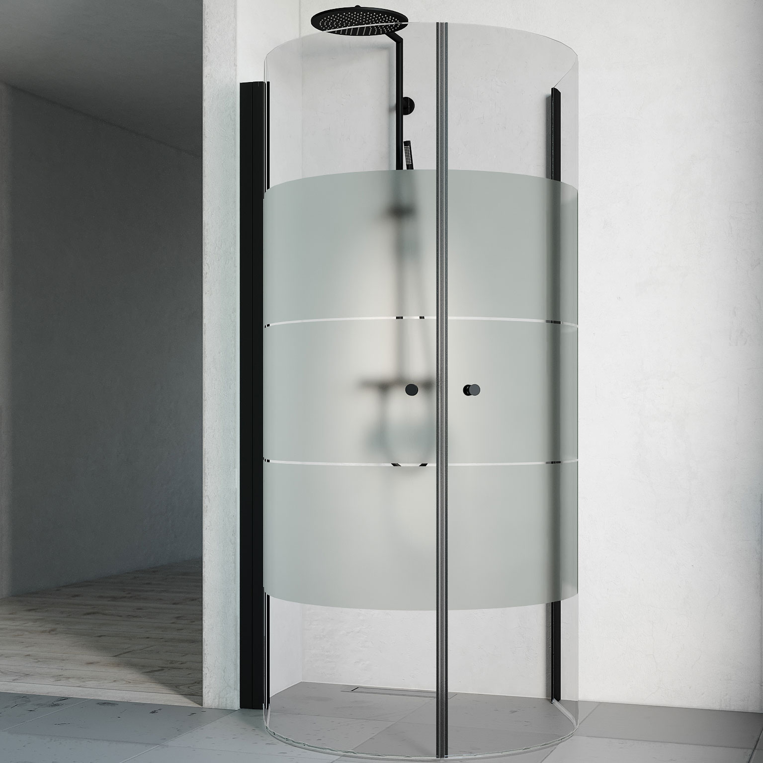 Duschhörn Macro Design Spirit U 670x900x1970 mm, Svart, Screentryck - Installation/montering finns att köpa till