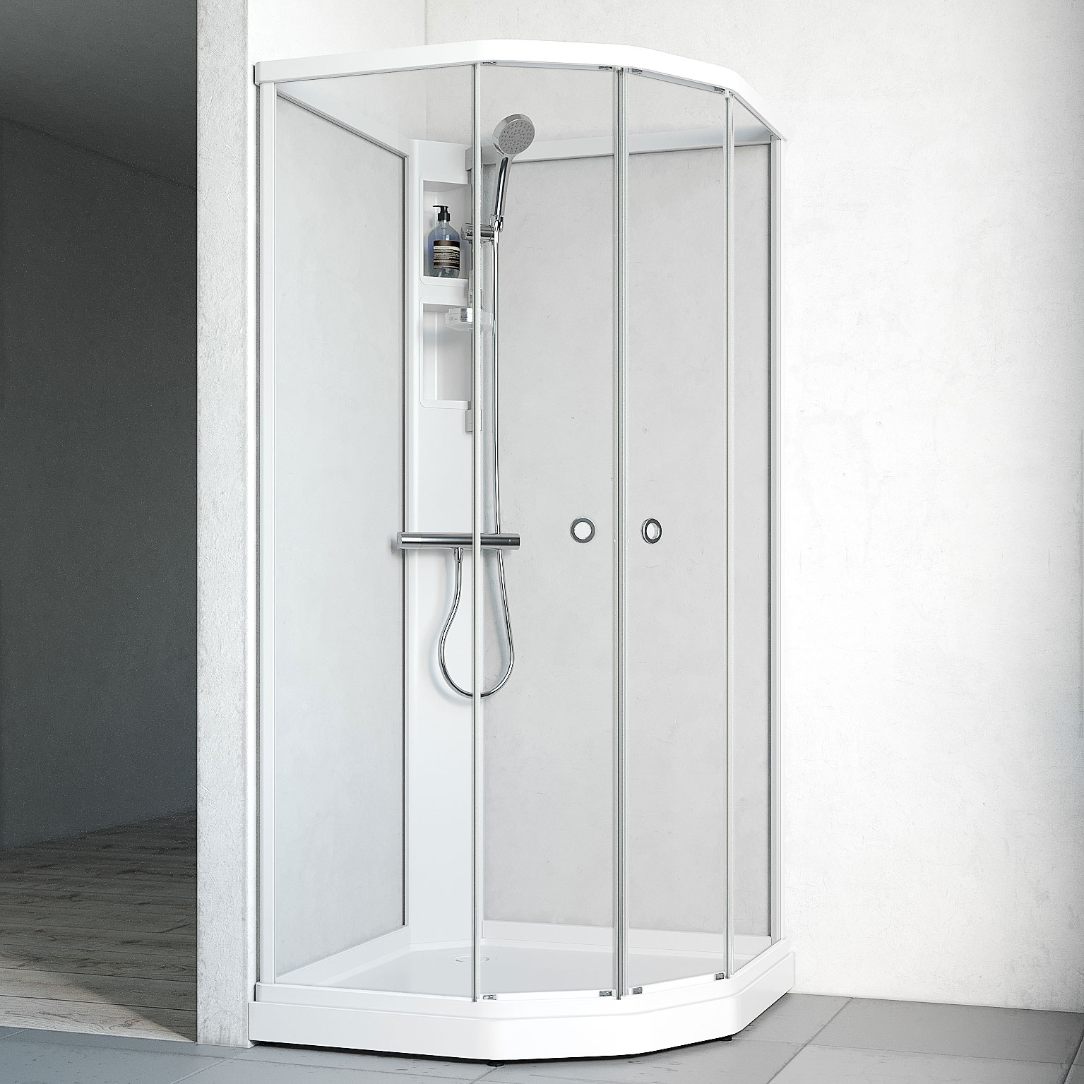 Duschkabin Macro Design Flow Semi med Blandare | badrum - duschar - duschkabin | KakelKungen