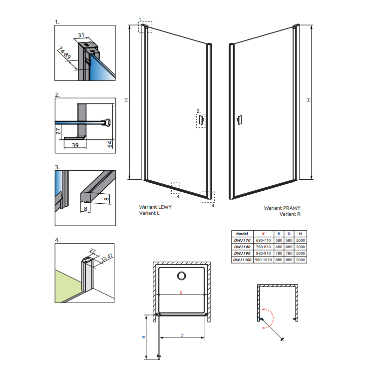 Duschdörr Strømberg Noma 20 Nisch