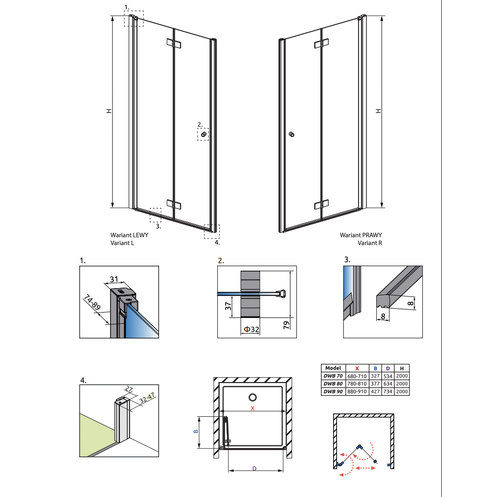 Duschdörr Strømberg Noma 180 Nischvikdörr