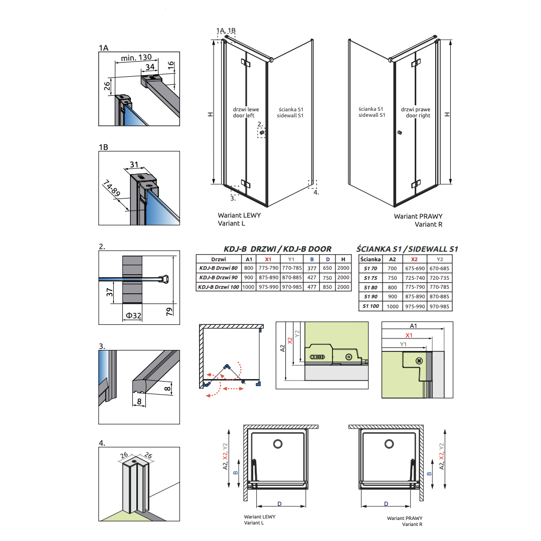 Duschhörn Strømberg Noma 195 Fast Vägg + Vikbar Dörr