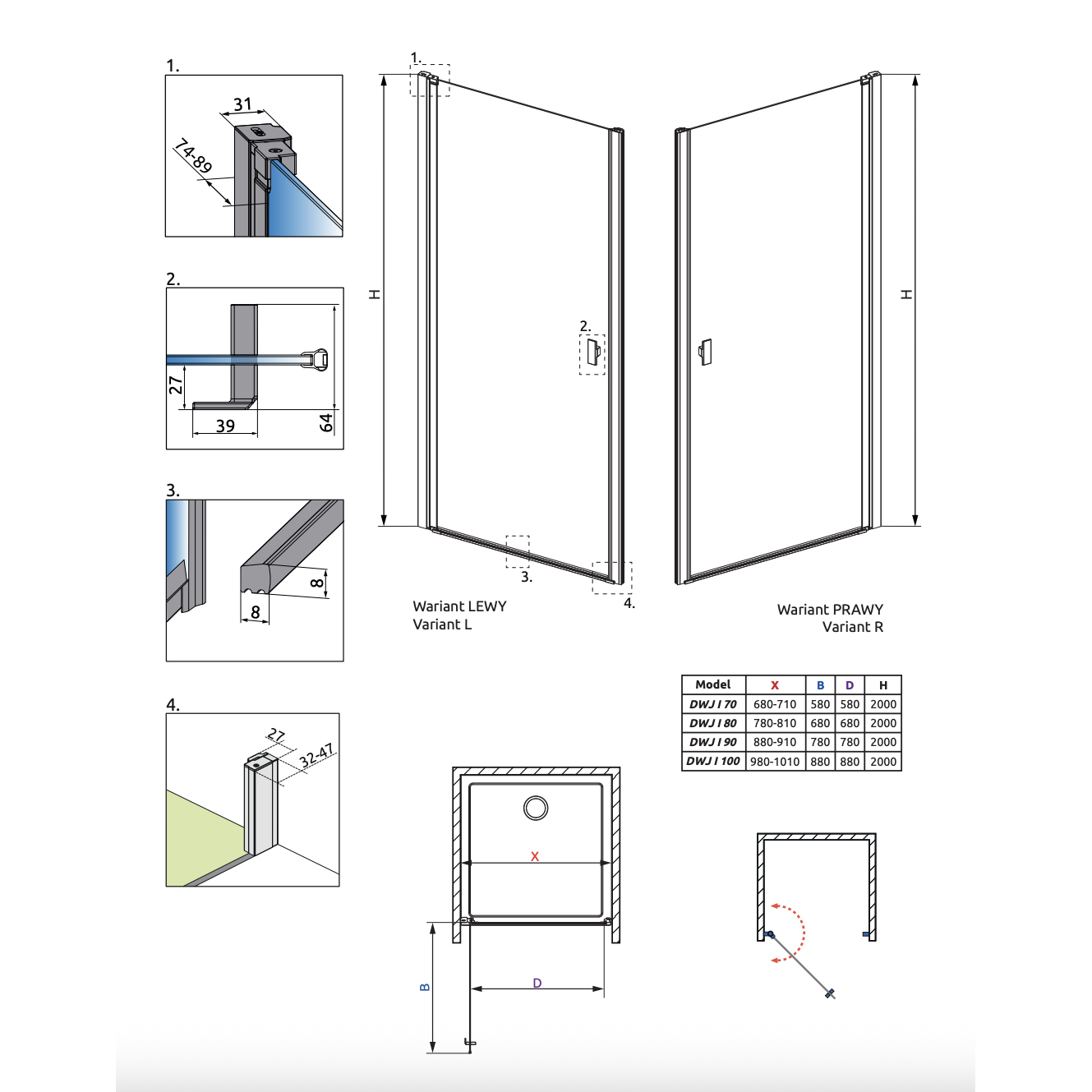Duschdörr Strømberg Noma 20 Nisch