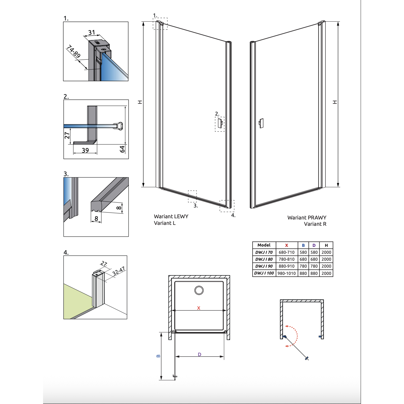 Duschdörr Strømberg Noma 20 Nisch