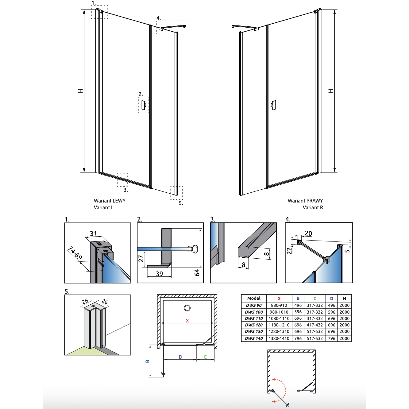 Duschdörr Strømberg Noma 45 med Sidopanel Nisch