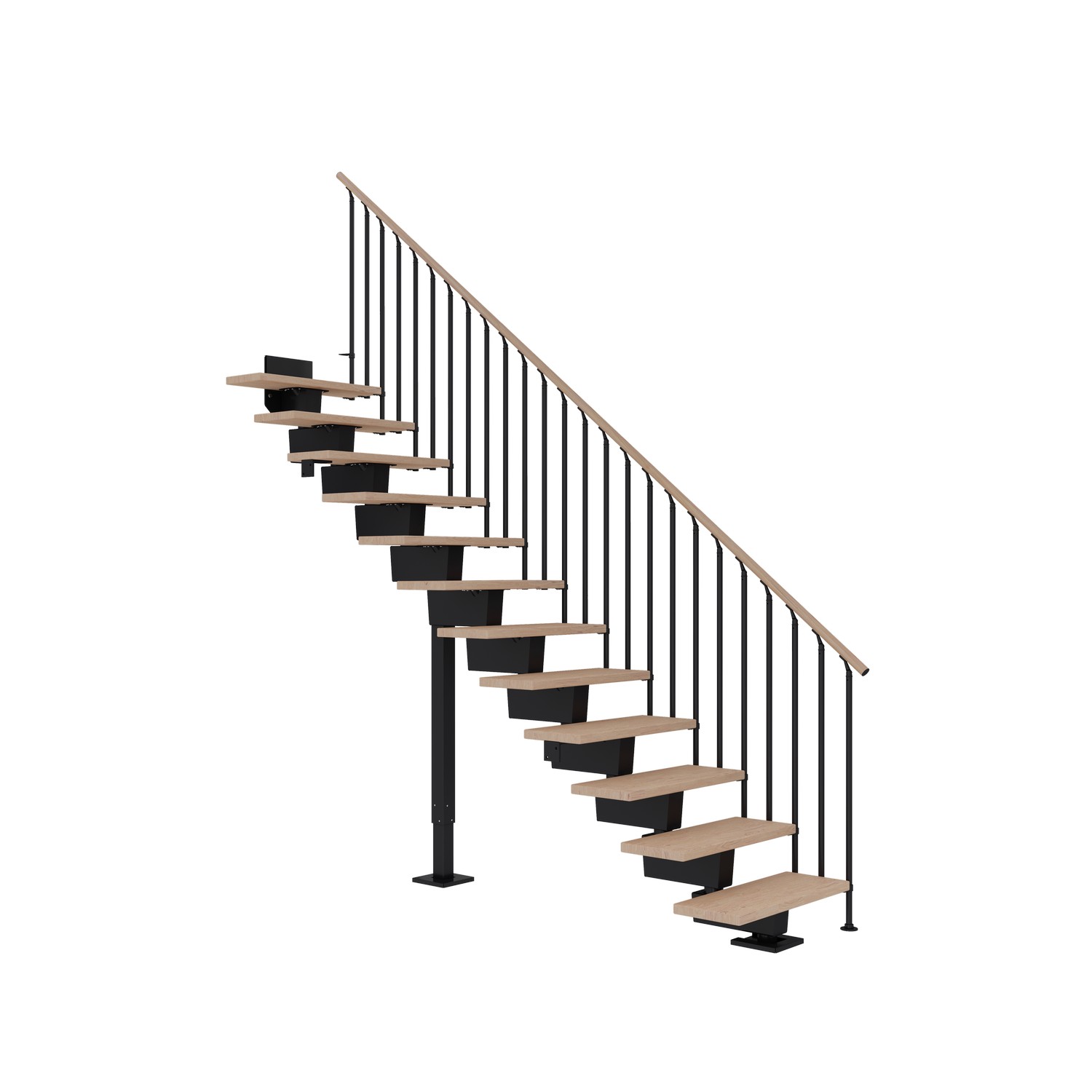 Våningstrappa Dolle Dubai Ek Vit Oljad Classic III Svart, Max Takhöjd: 2720-3360 mm, Min Öppningsmått: 940-2720 mm, Antal Steg: 15 st