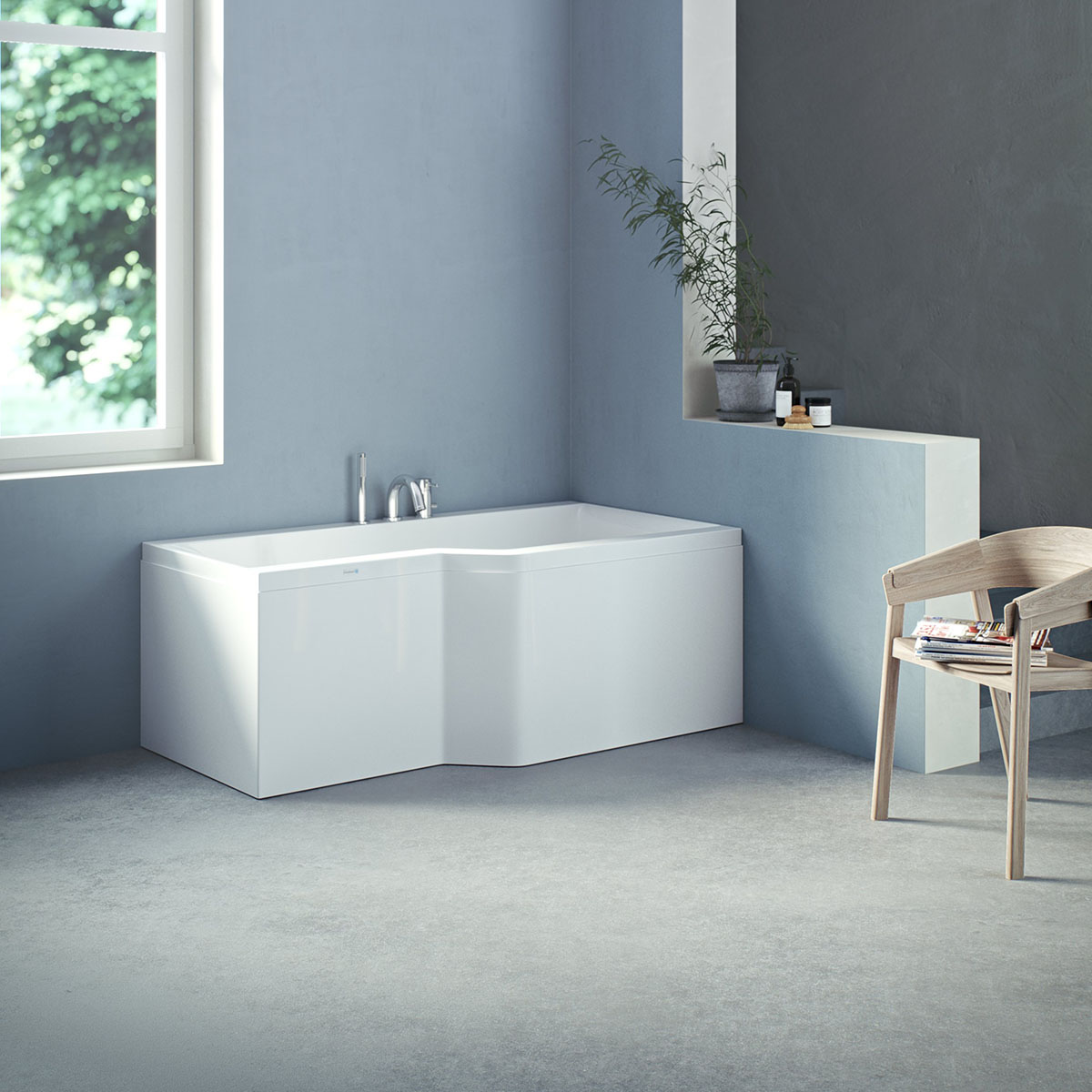 Duschbadkar Nordhem Apelviken Vit Standard Enkel rygglutning