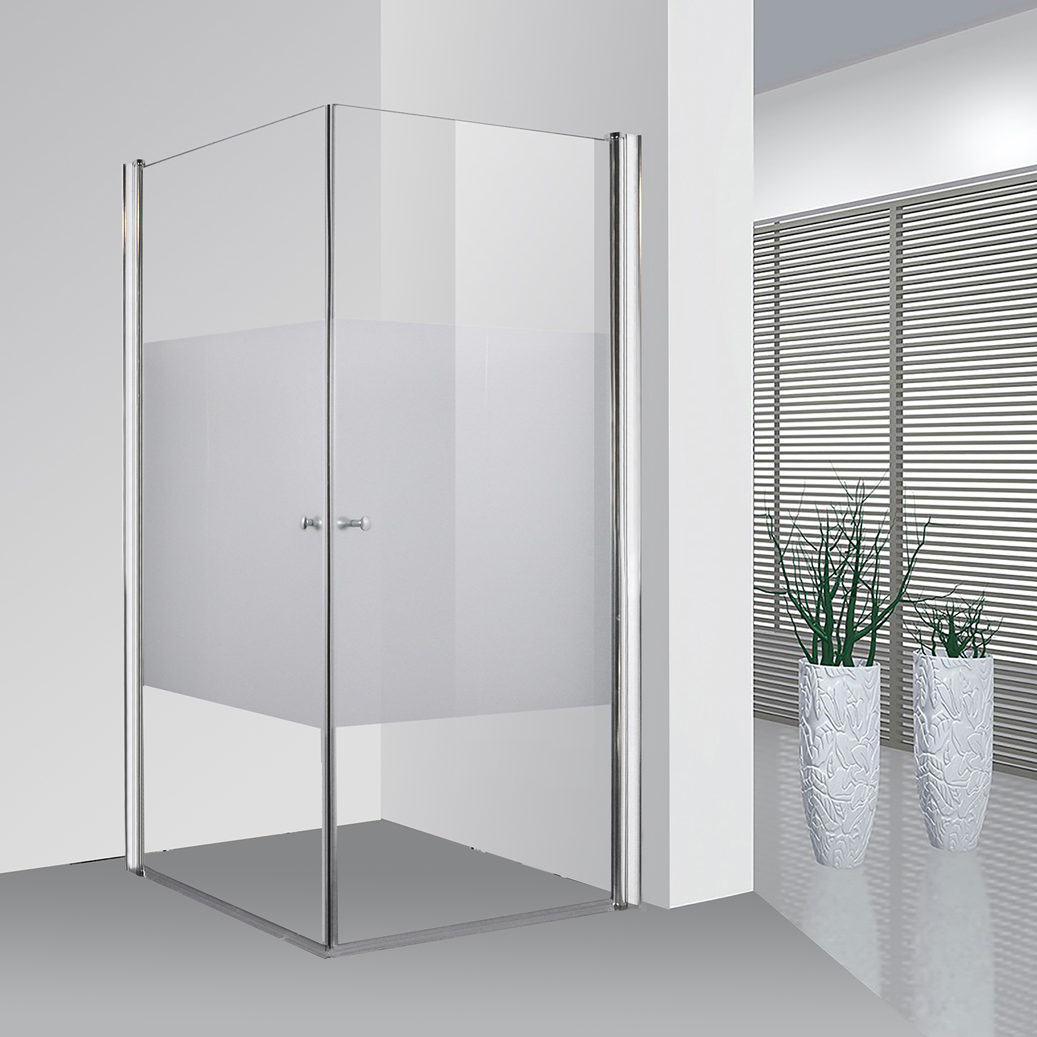 Dusjhjørne Bathlife Ideal Rett Delvis Frostet