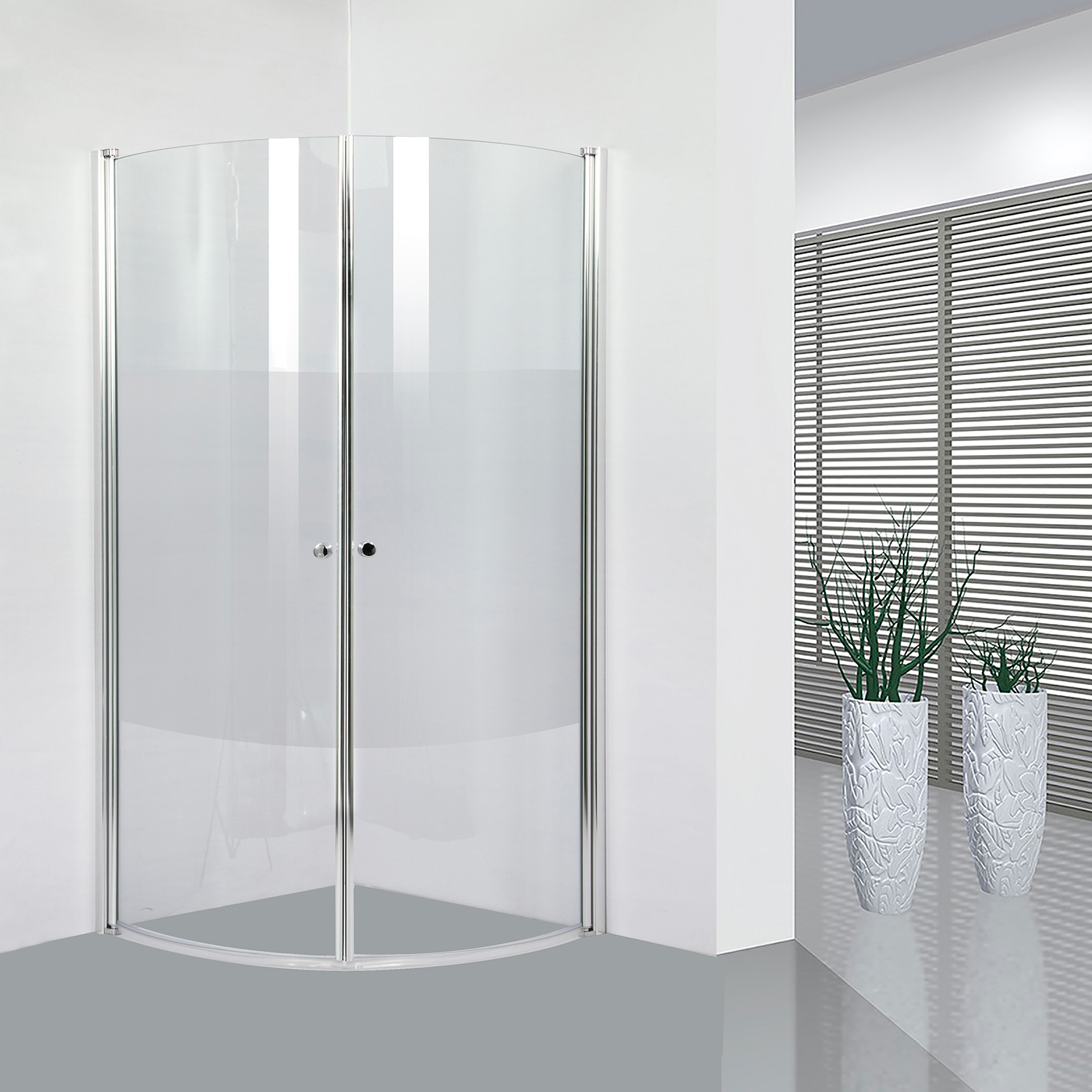 Dusjhjørne Bathlife Ideal Rund Delvis Frostet