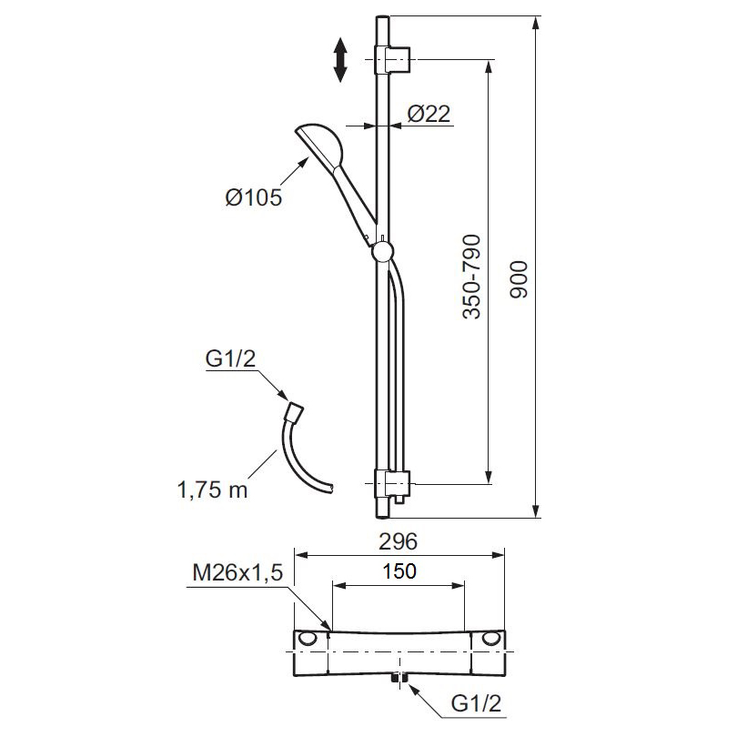Duschset Mora One Shower Kit CC Mått 150 261600