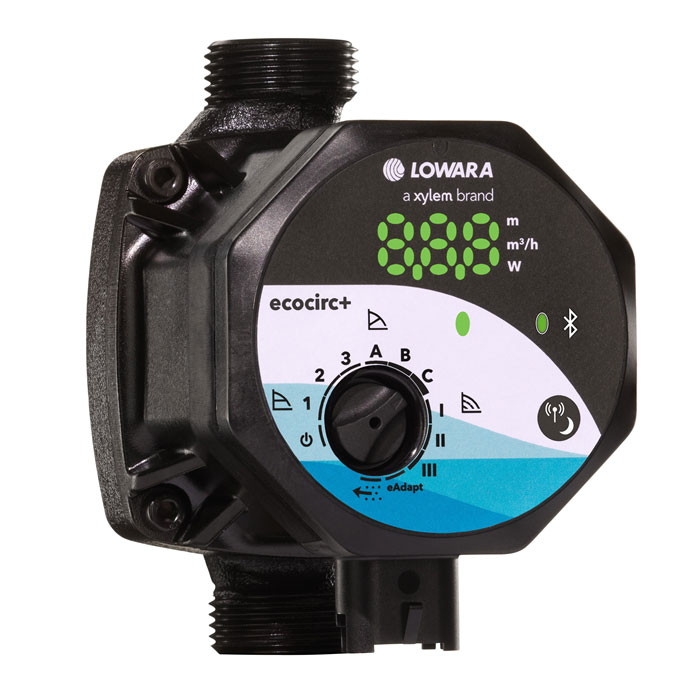 Cirkulationspump Lowara Ecocirc+ 20-6/130, Anslutning: G32, Effekt: 34 W