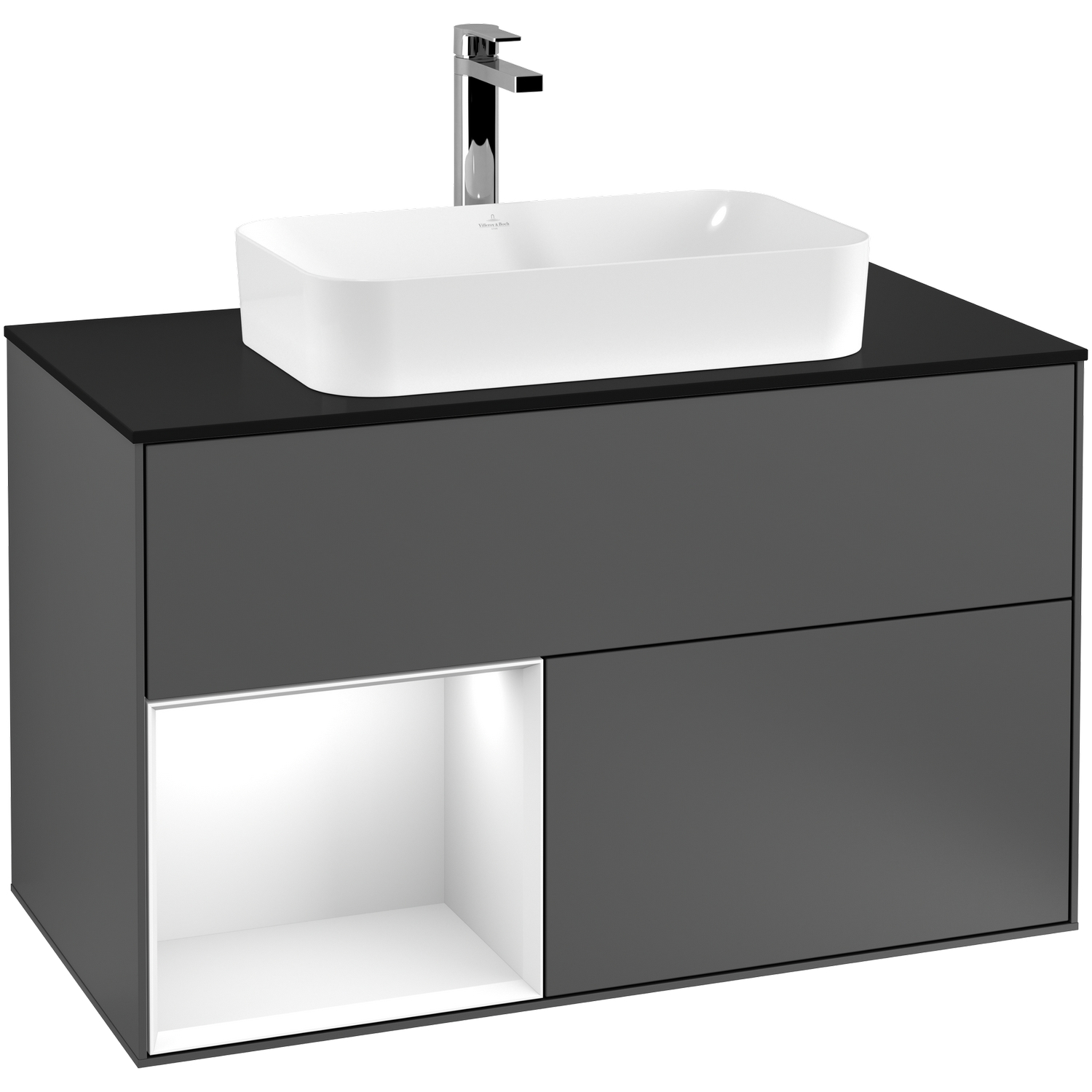 Tvättställsskåp Villeroy & Boch Finion med 2 Lådor Hylla och Bänkskiva för Fristående Tvättställ | badrum - badrumsmobler - tvattstallsskap-och-kommod | KakelKungen