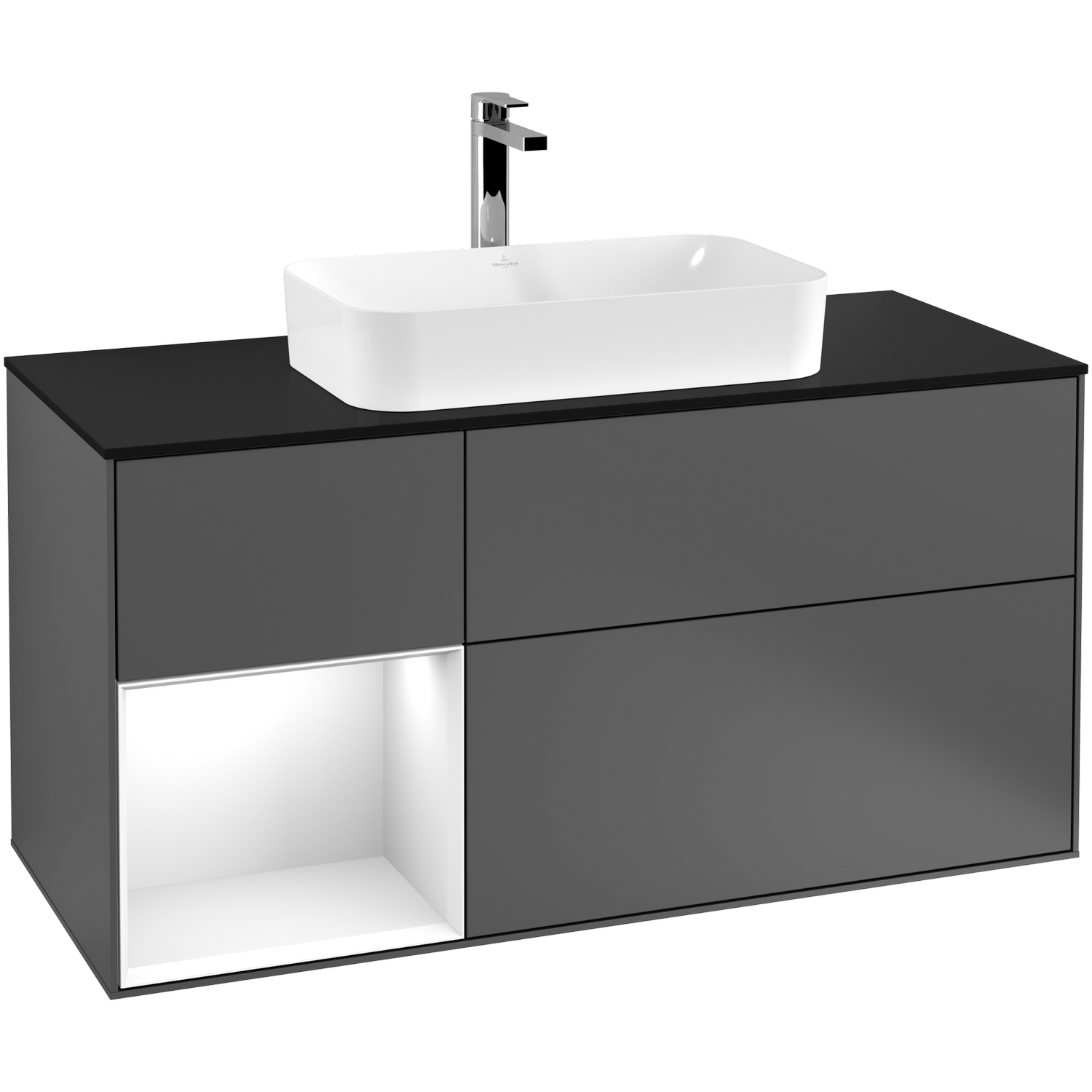 Tvättställsskåp Villeroy & Boch Finion med 3 Lådor Hylla och Bänkskiva för Fristående Tvättställ | badrum - badrumsmobler - tvattstallsskap-och-kommod | KakelKungen