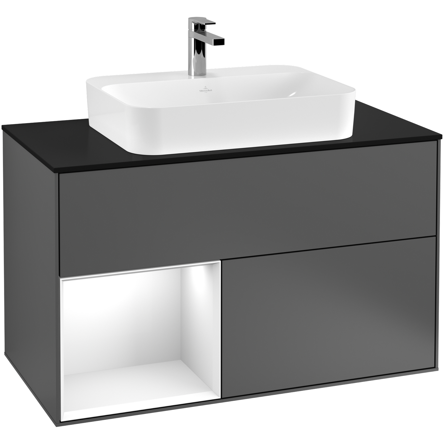 Tvättställsskåp Villeroy & Boch Finion med 2 Lådor Hylla och Bänkskiva för Ytmonterat Tvättställ | badrum - badrumsmobler - tvattstallsskap-och-kommod | KakelKungen