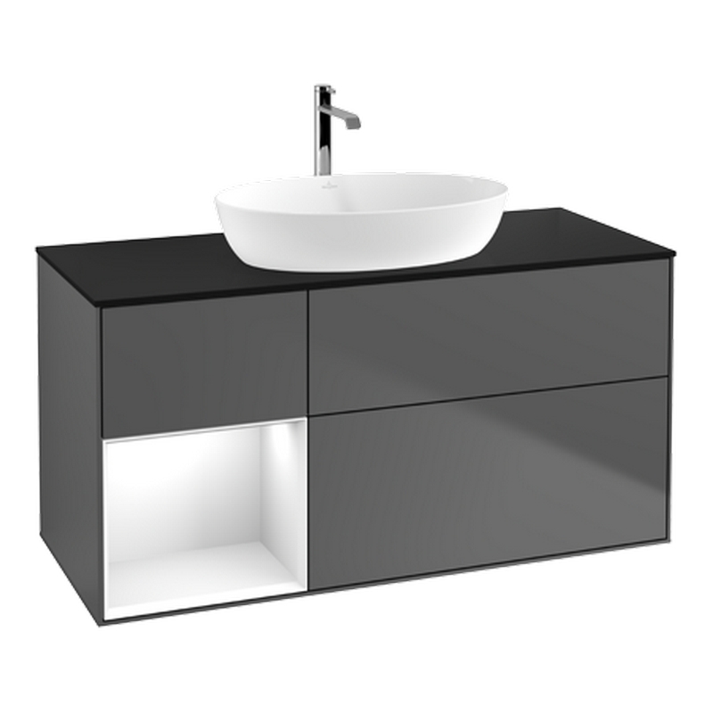 Tvättställsskåp Villeroy & Boch Finion med 3 Lådor Hylla och Bänkskiva för Fristående Tvättställ från Artis & Collaro | badrum - badrumsmobler - tvattstallsskap-och-kommod | KakelKungen