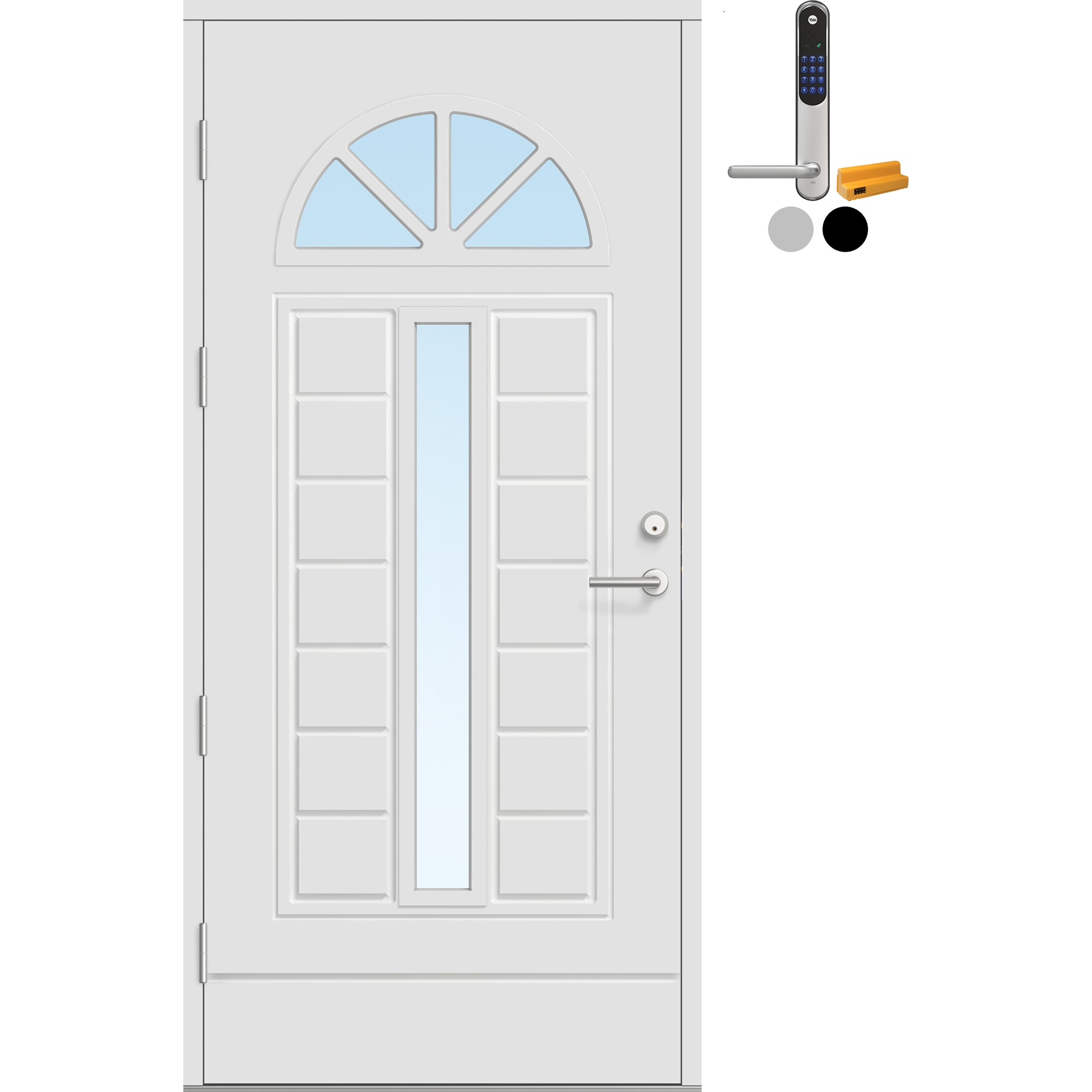 Ytterdør Bygg1 Fjell 13 Klarglass med Yale Doorman Classic Home