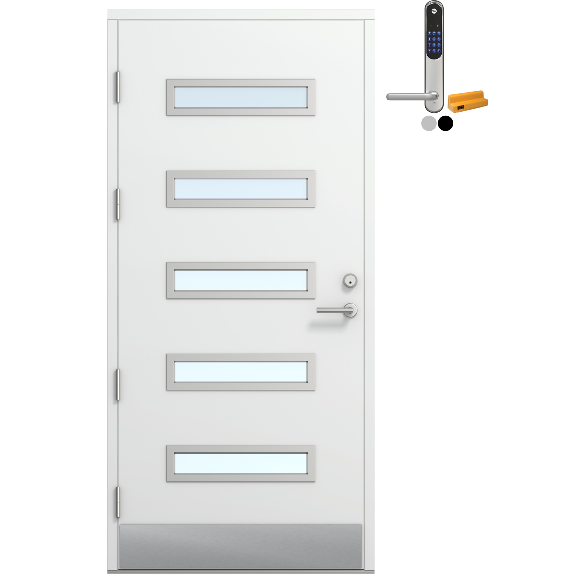 Ytterdør Bygg1 Fjell 05 Klarglass Hvit med Yale Doorman Classic Home