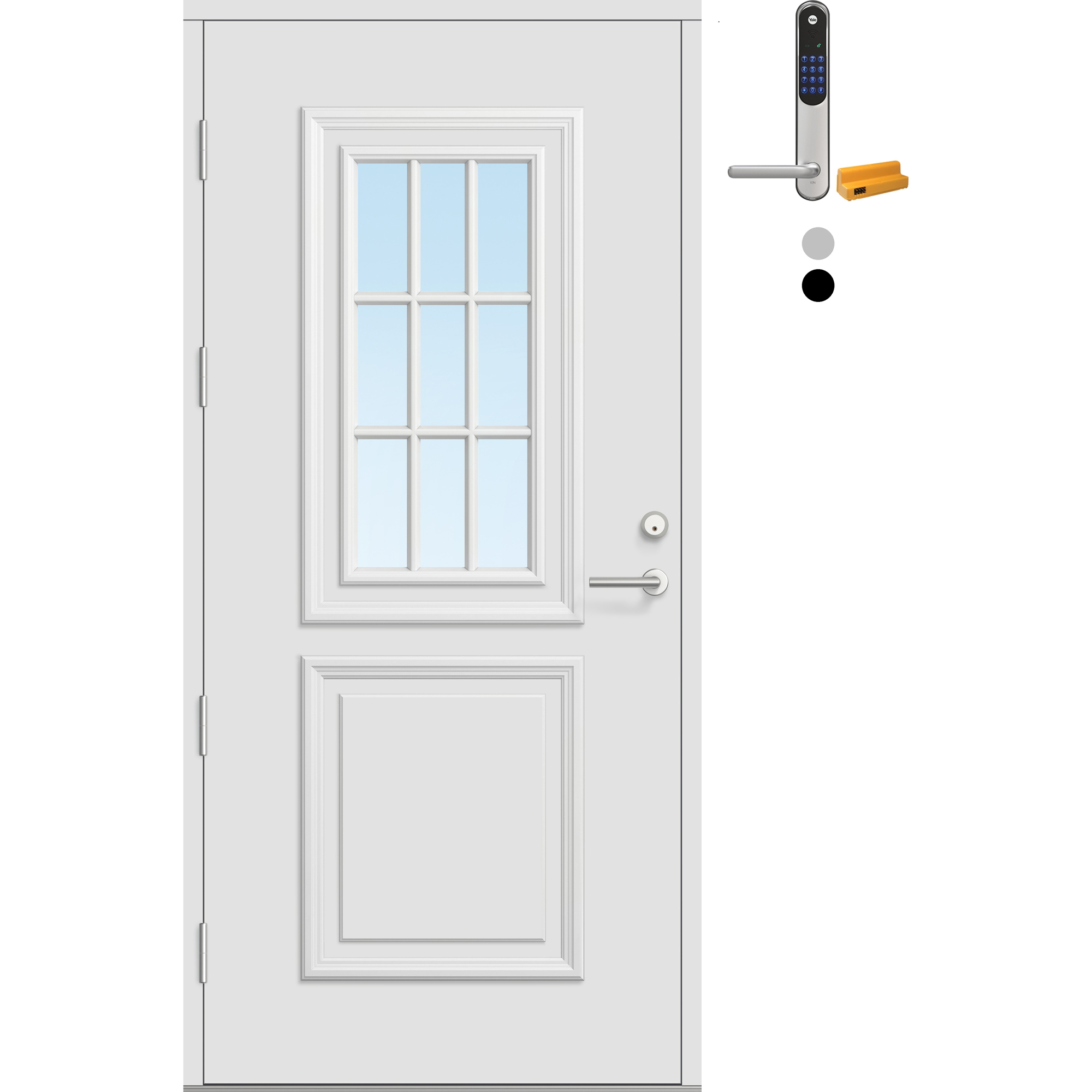 Ytterdør Bygg1 Fjord 02 Klarglass med Yale Doorman Classic Home