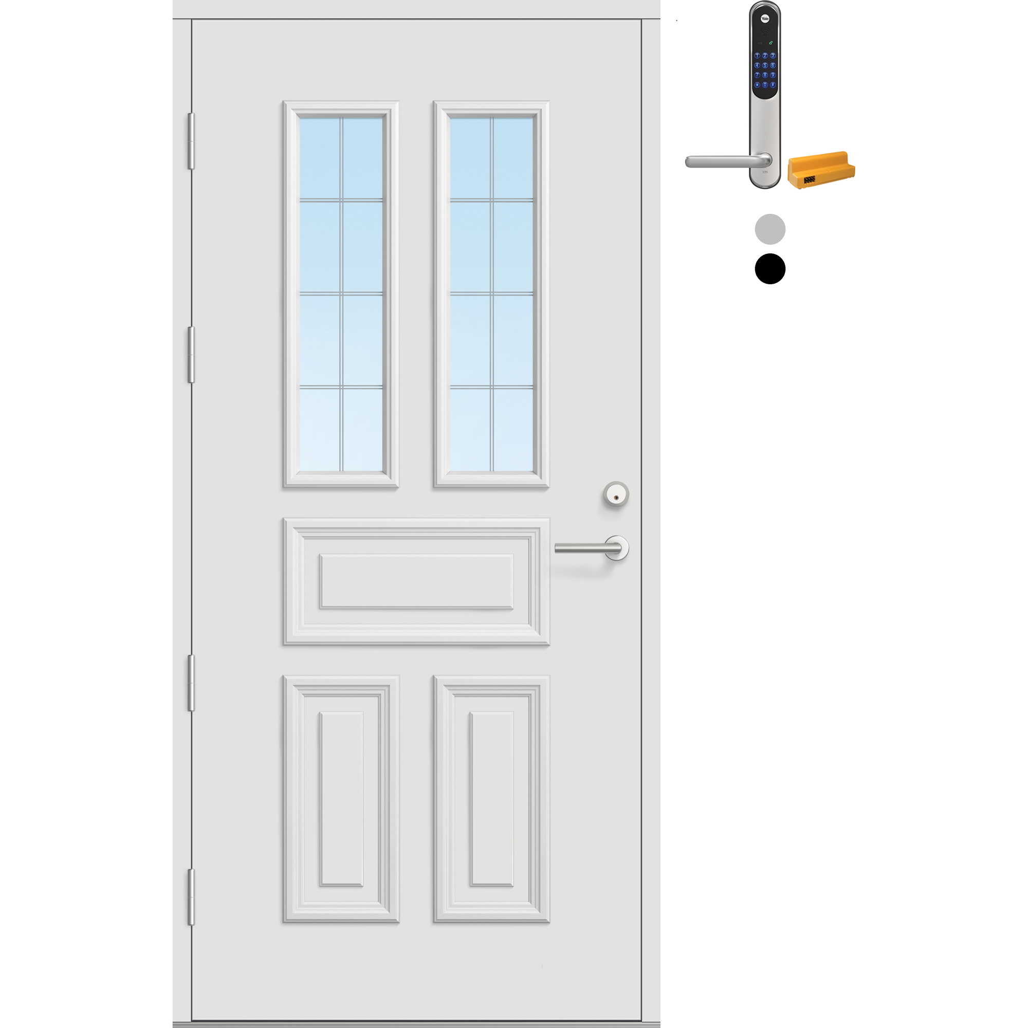 Ytterdør Bygg1 Fjord 04 Slipt Glass med Yale Doorman Classic Home