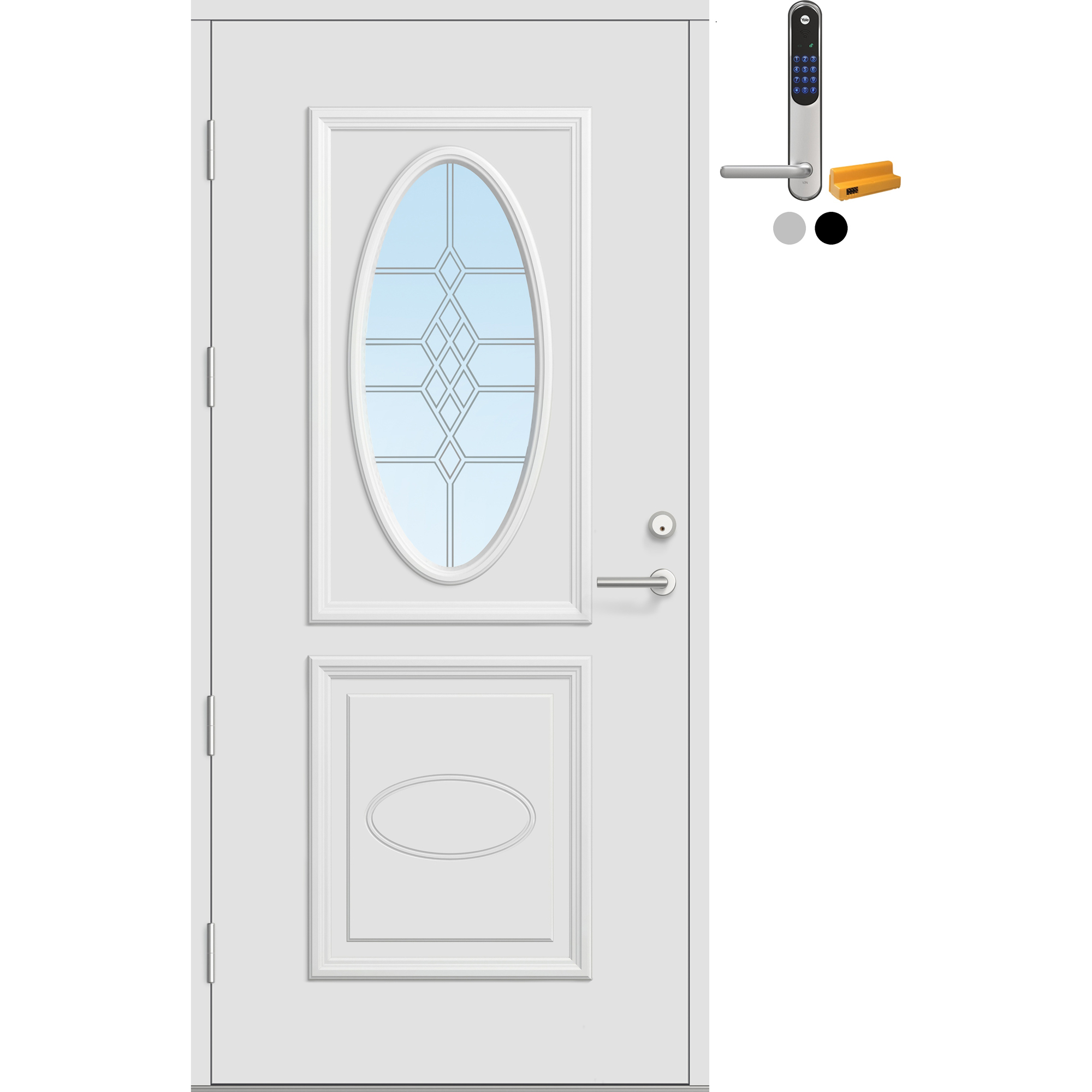 Ytterdør Bygg1 Fjord 05 Blyglass med Yale Doorman Classic Home