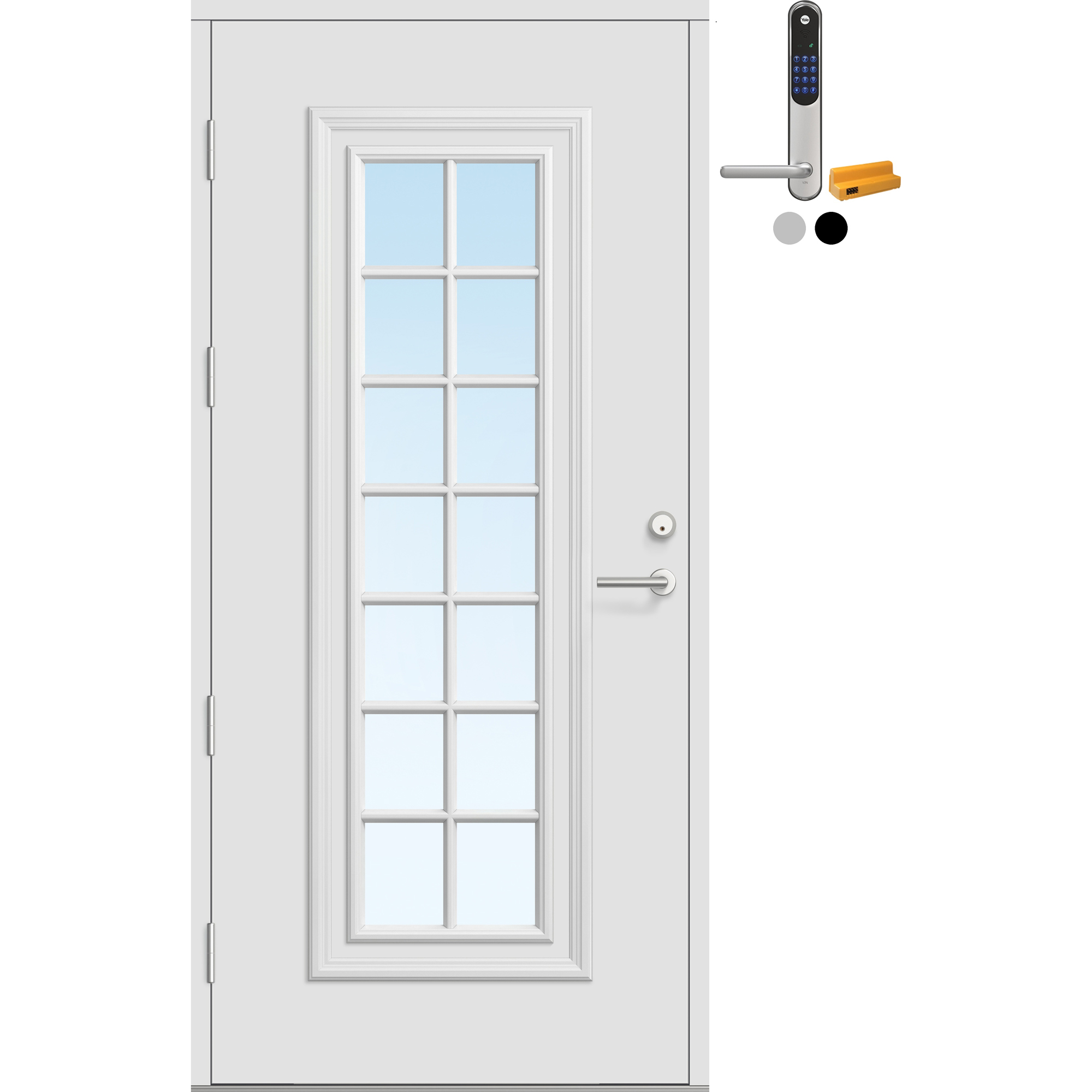 Ytterdør Bygg1 Fjord 06 Klarglass med Yale Doorman Classic Home