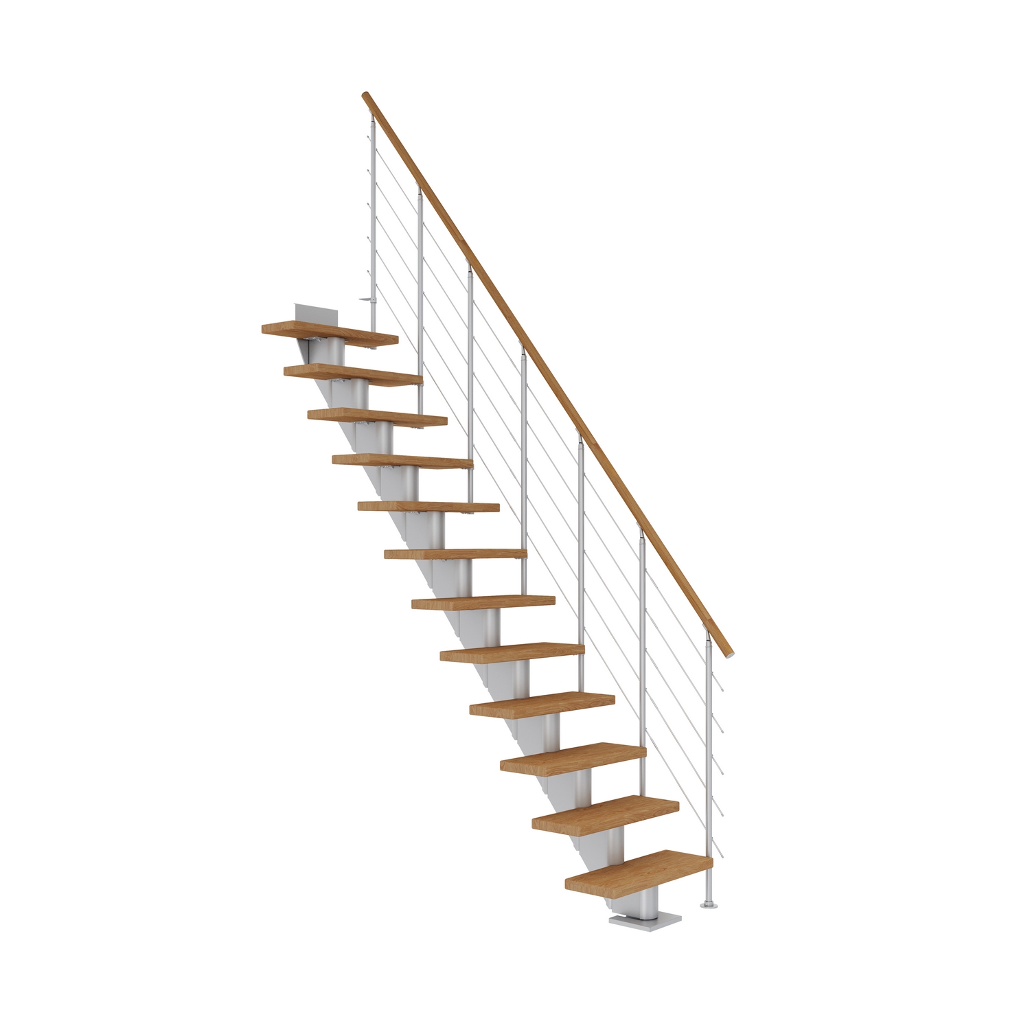 Plassbesparende Trapp Dolle Frankfurt Eik Oljet Rett Style6 Svart, LxB: 1980x690 mm, Maks Takhøyde: 2405-2795, Antall Trinn: 12 stk