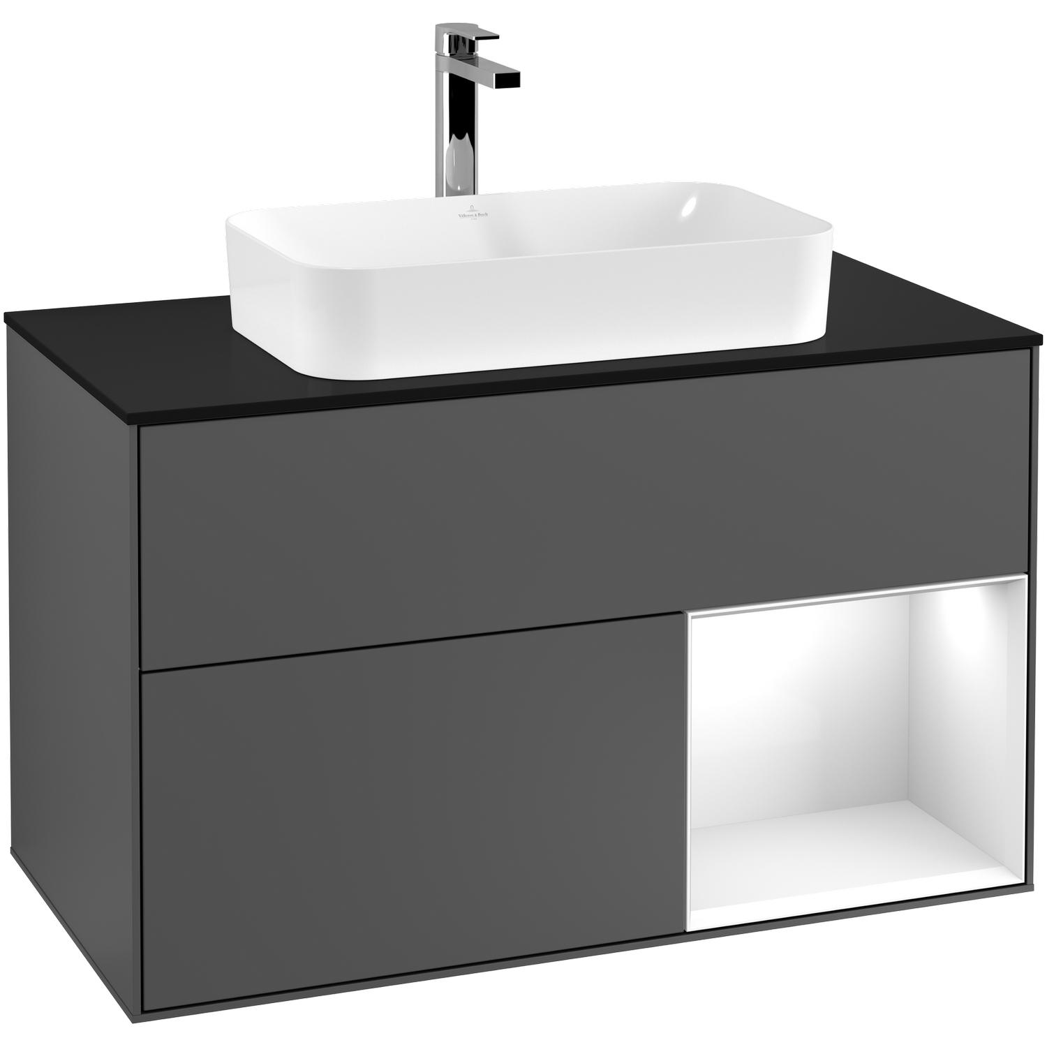 Tvättställsskåp Villeroy & Boch Finion med 2 Lådor Hylla och Bänkskiva för Fristående Tvättställ | badrum - badrumsmobler - tvattstallsskap-och-kommod | KakelKungen