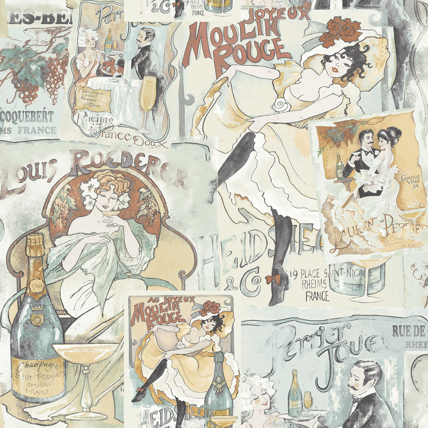 Tapet Galerie Wallcoverings Champagne Posters G56116