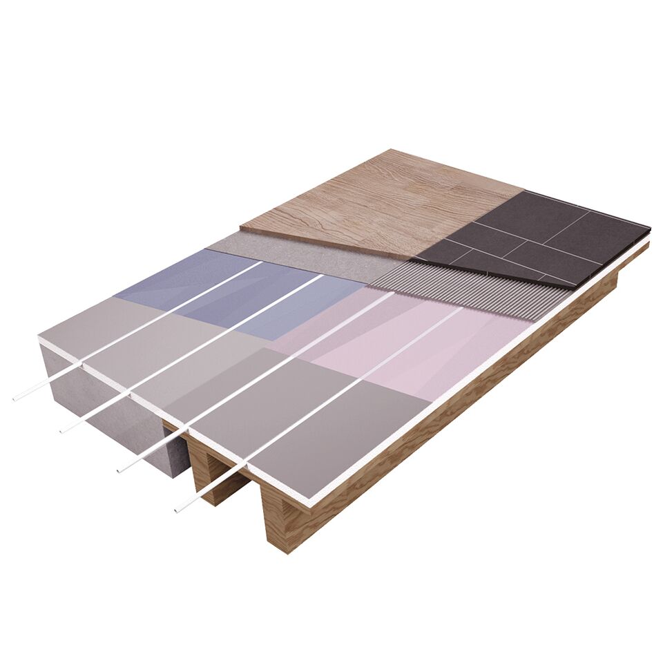 Golvärmepaket Flooré med tunna skivor från 13 mm Area: 6 m², Tjocklek: 13 mm