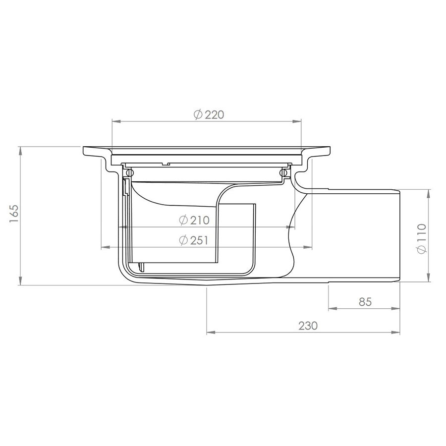 Gulvavløp Purus Bigg 110 E Ø220 mm