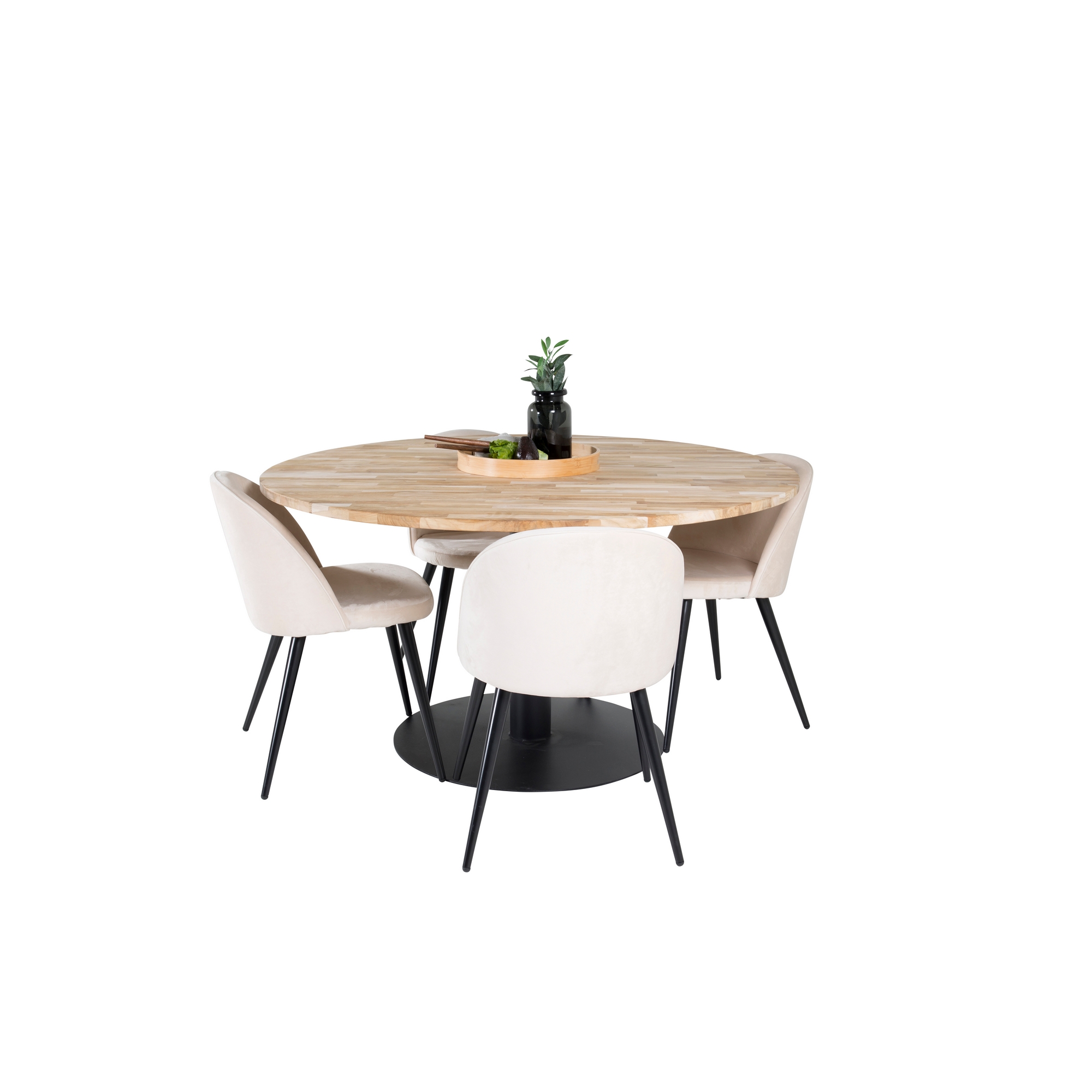 Spisegruppe Venture Home Cirebon med 4 Velvet Stoler