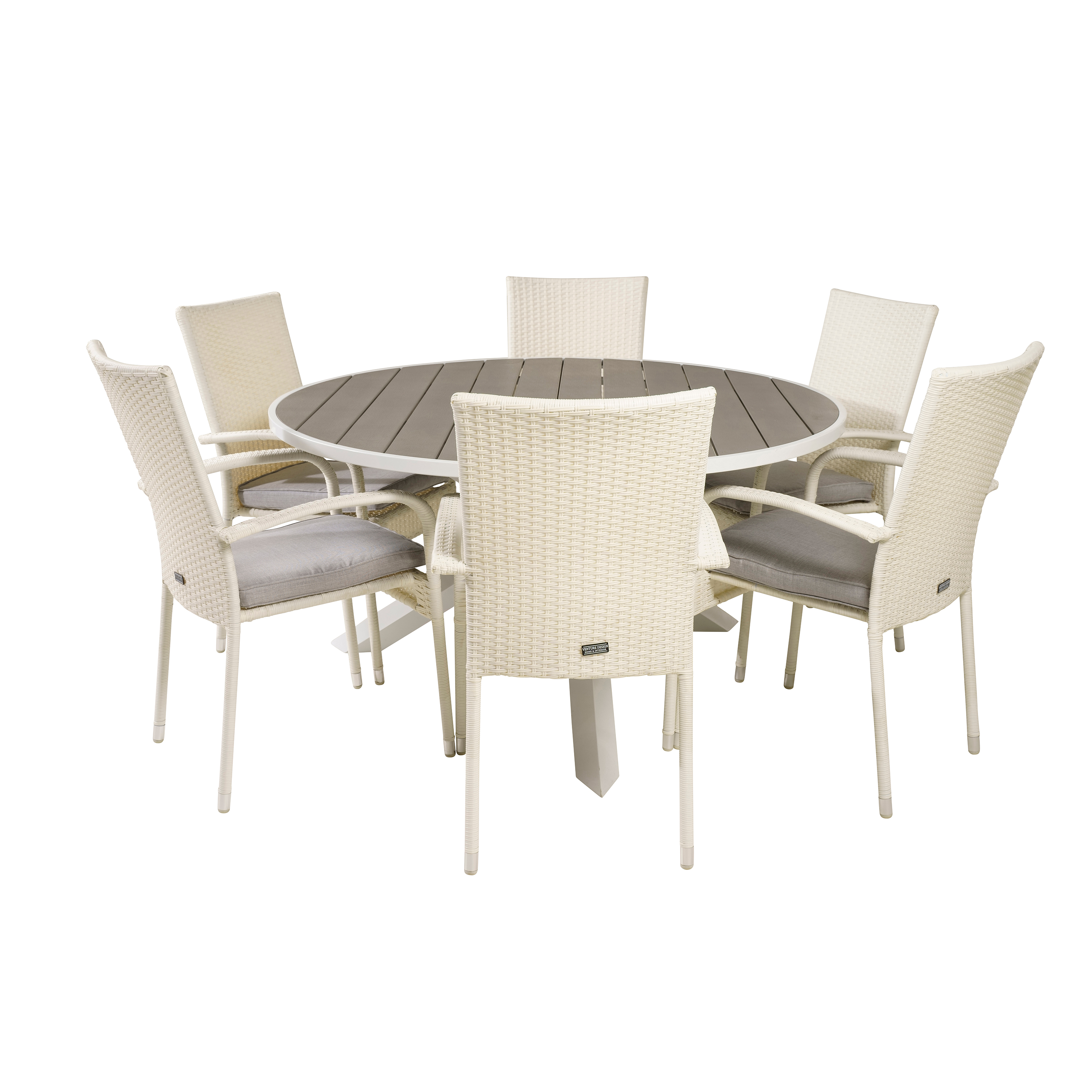 Spisegruppe Venture Home Pincy Ø140 med 6 Asta Stoler