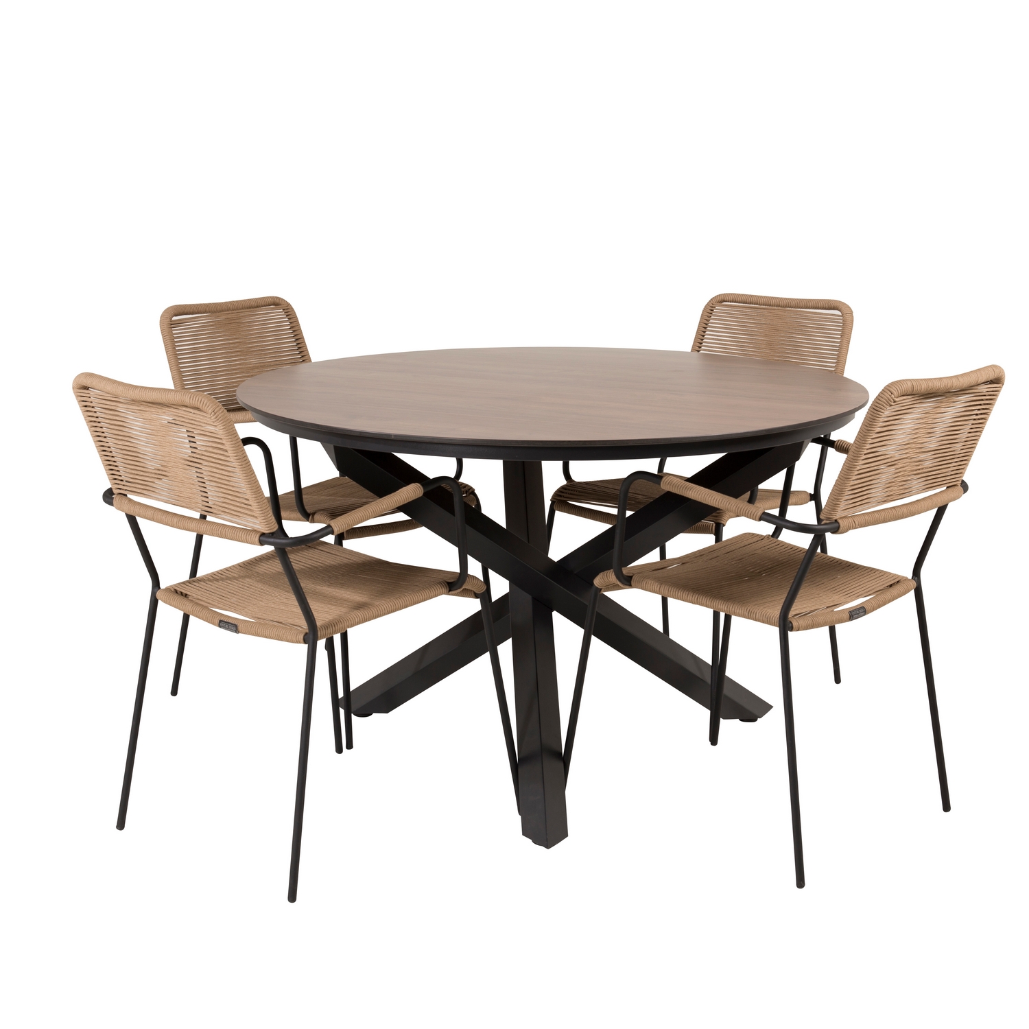 Spisegruppe Venture Home Lea Ø120 med 4 Leon Lenestoler