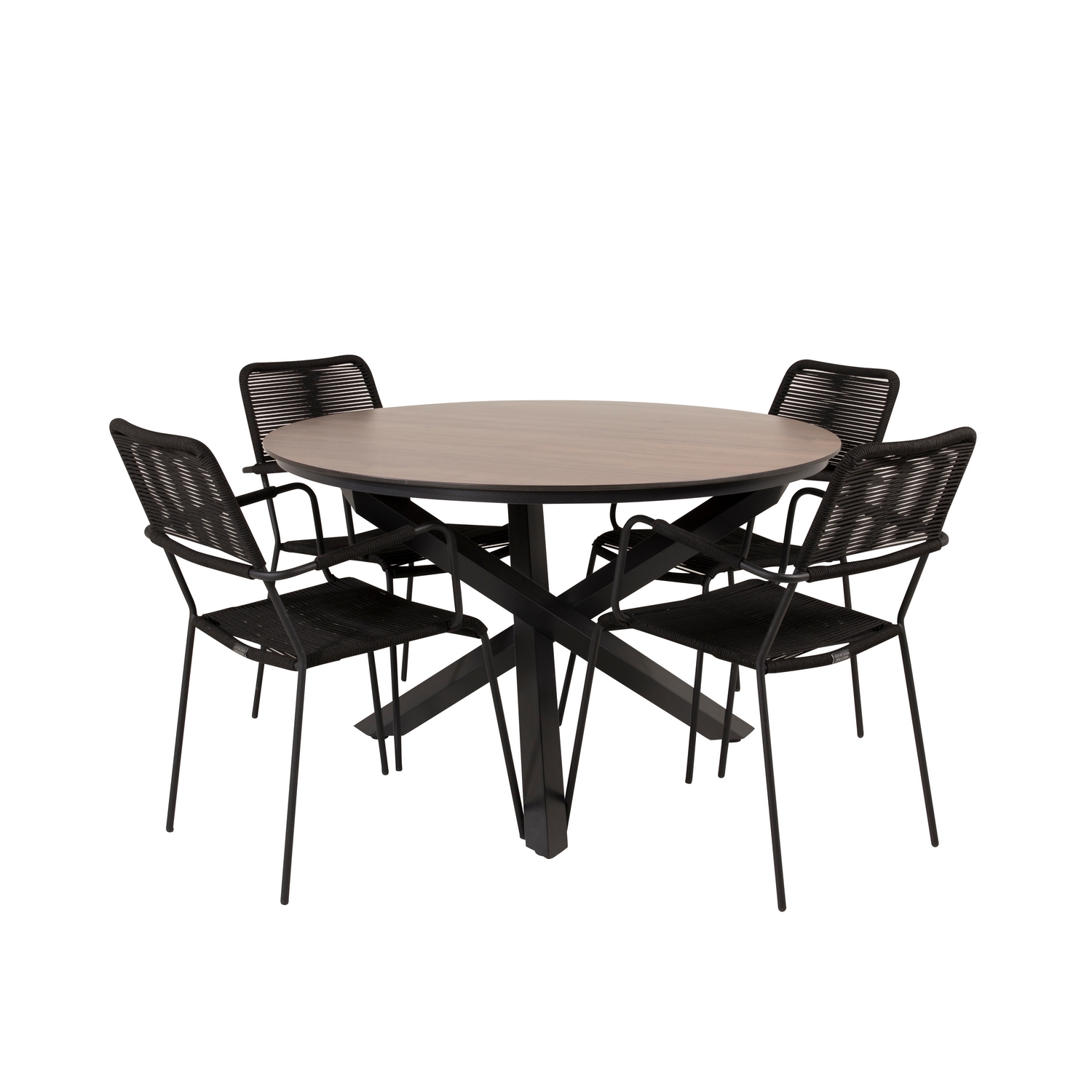 Spisegruppe Venture Home Lea Ø120 med 4 Leon Lenestoler