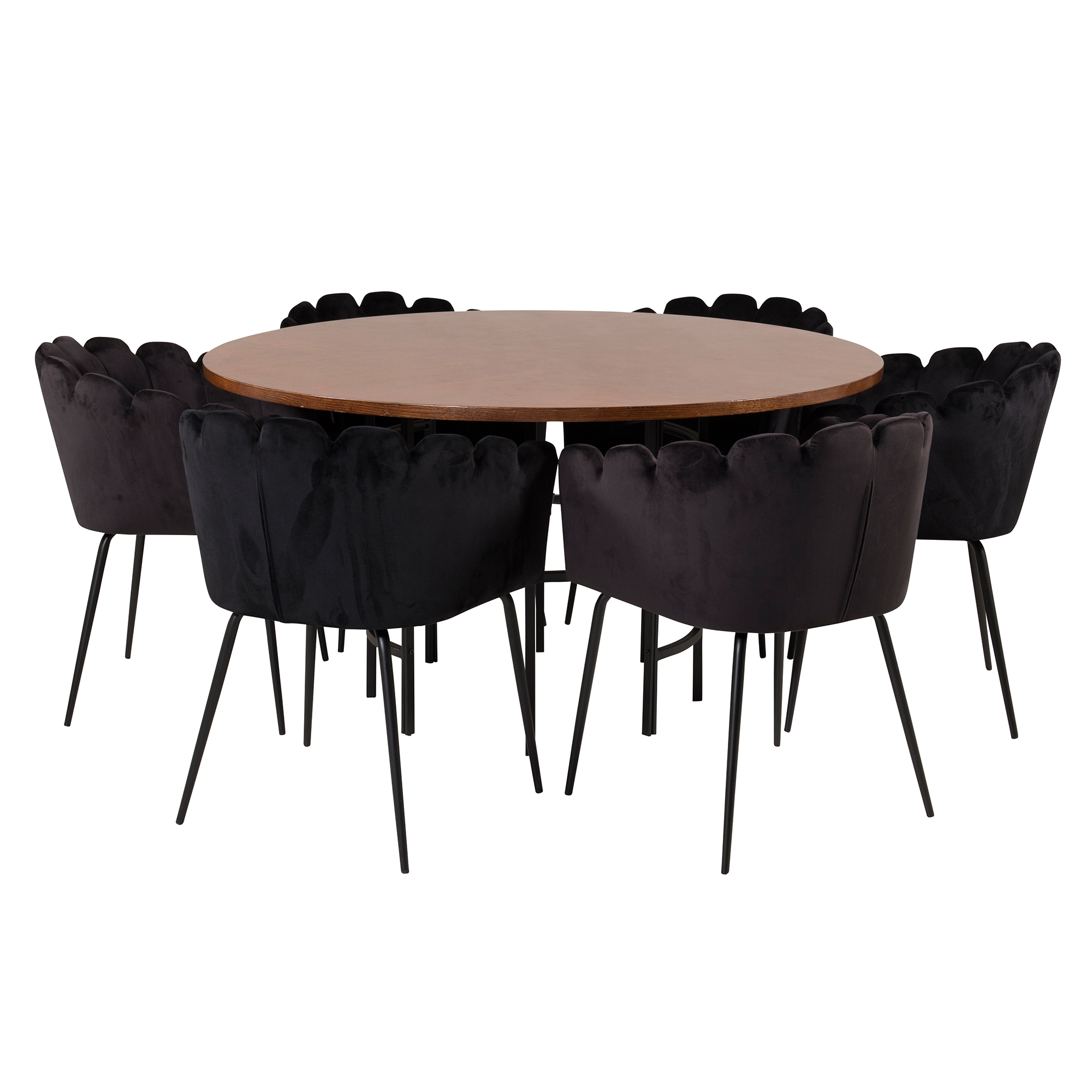 Spisegruppe furniture/fashion Copenhagen med 6 Sorte Limhamn Stoler