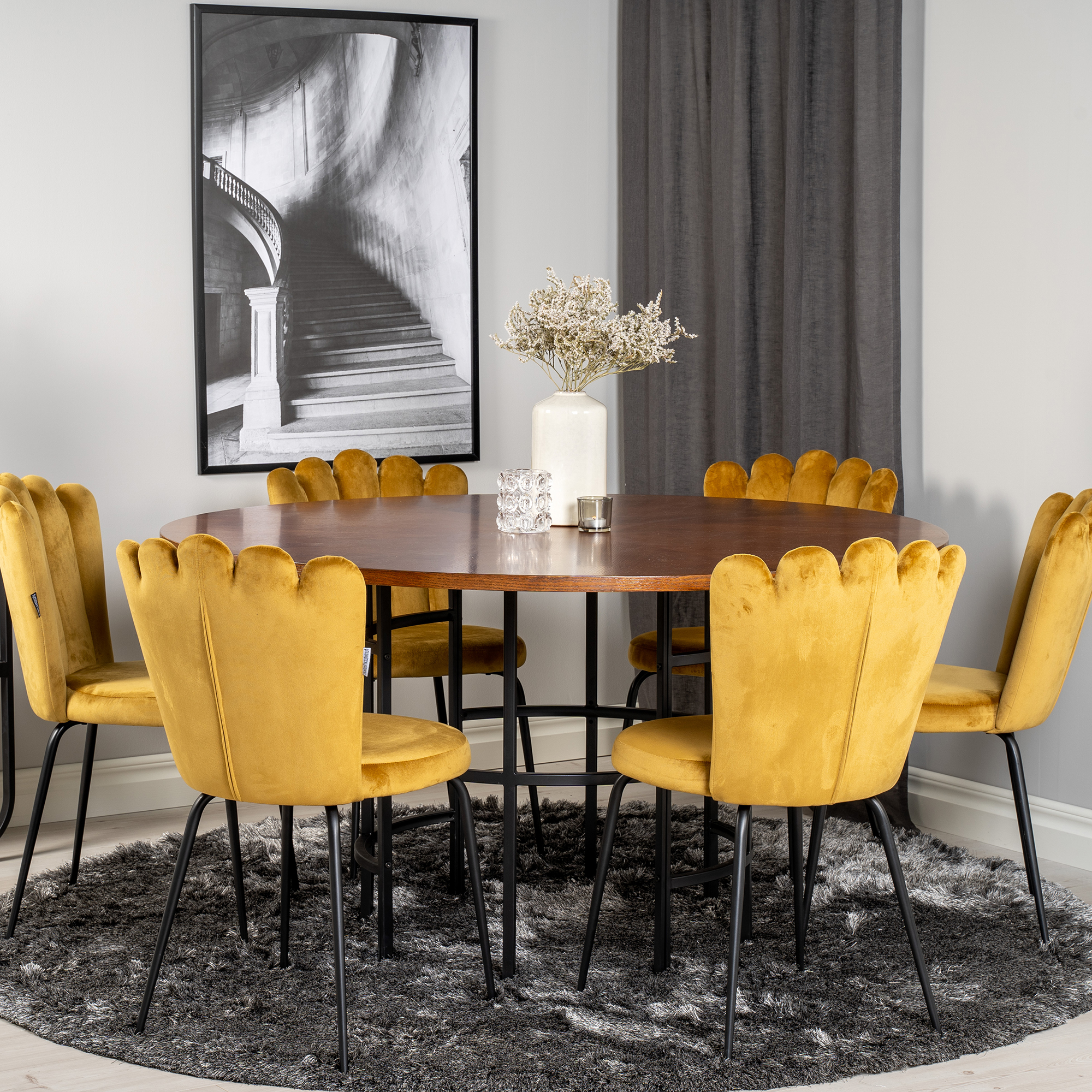 Spisegruppe Venture Home Copenhagen med 6 Limhamn Light Gull Stoler