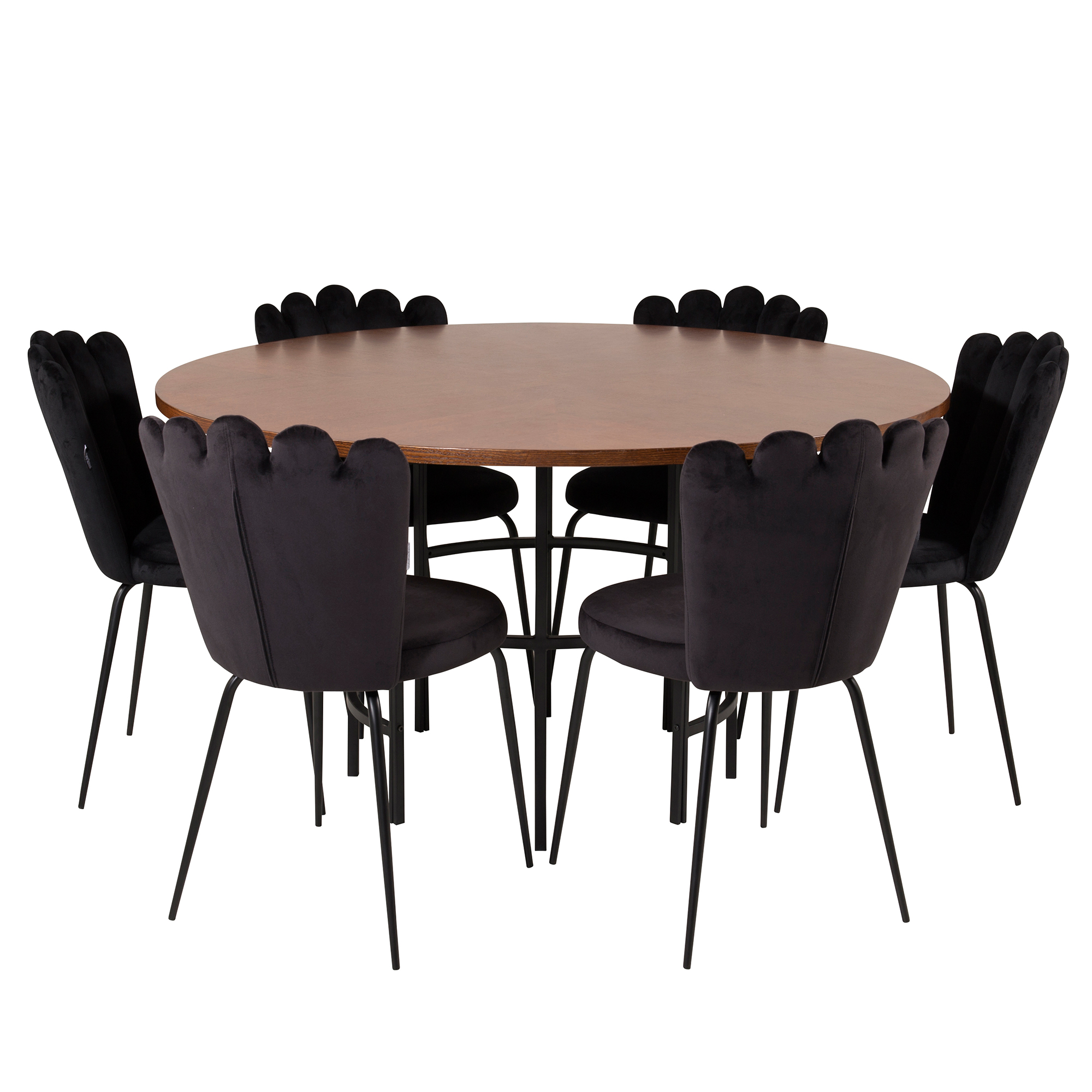 Matgrupp furniture/fashion Copenhagen med 6 Svarta Limhamn Light Stolar Brun