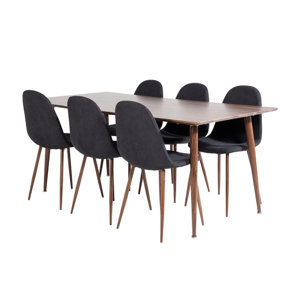 Spisegruppe Venture Home Pobbie 180 med 6 Stoler Polyester